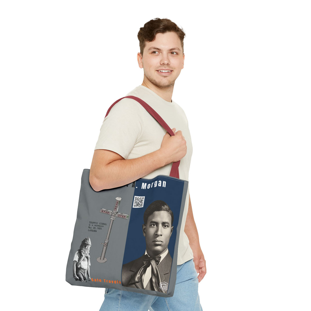 Garrett A. Morgan Historical Portrait Tote Bag (White)