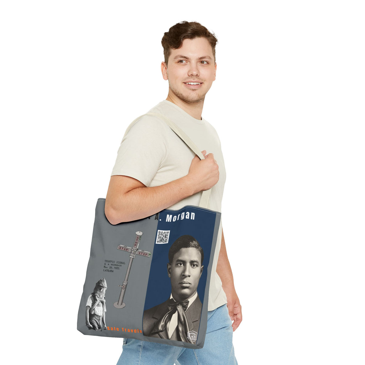 Garrett A. Morgan Historical Portrait Tote Bag (White)