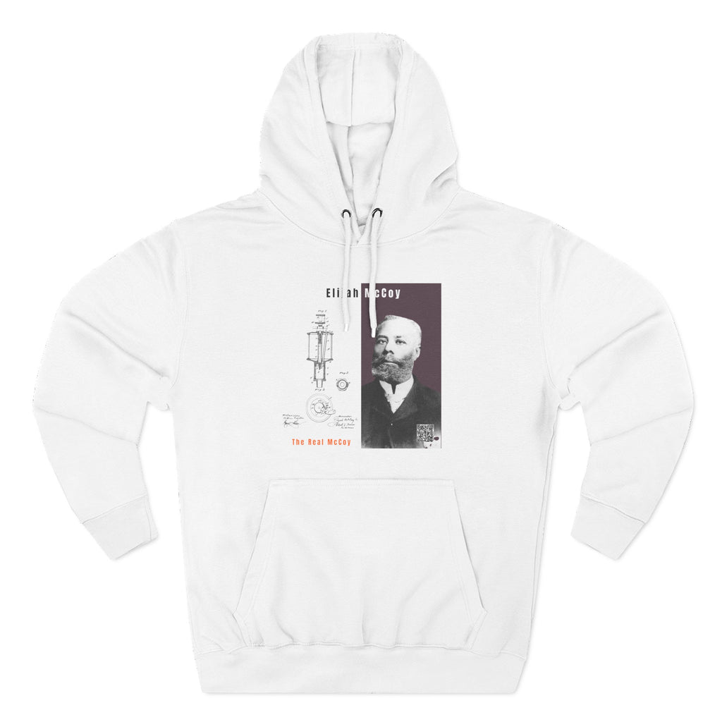Defend Black Memories: Elijah McCoy Three-Panel Design Hoodie-Historic Black Portrait Pullover