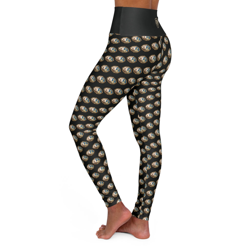 Tubman-Truth Brooch Design, High Waisted Yoga Leggings (Black)