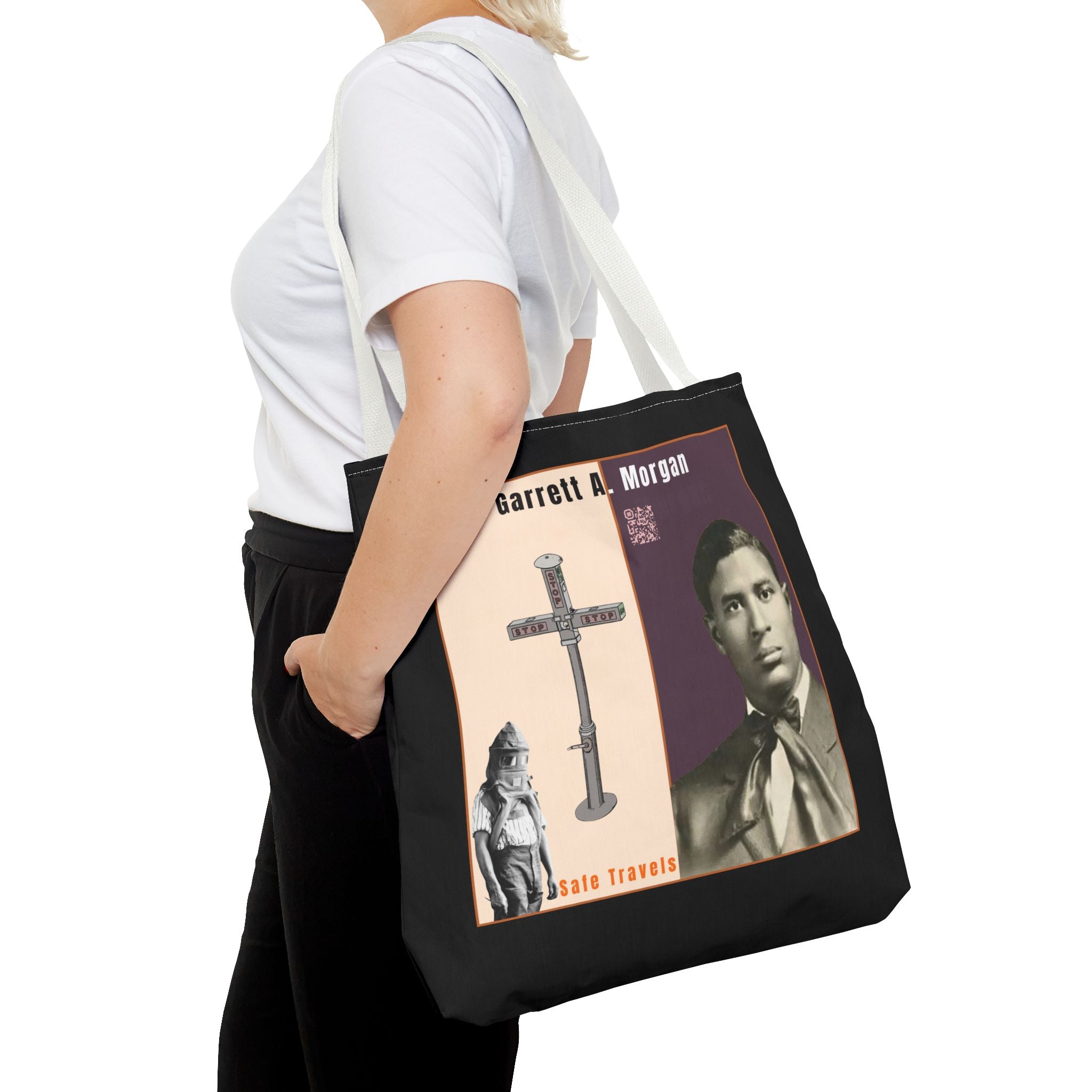 Garrett A. Morgan Tribute Tote Bag — Black Brilliance Spotlight with QR Code