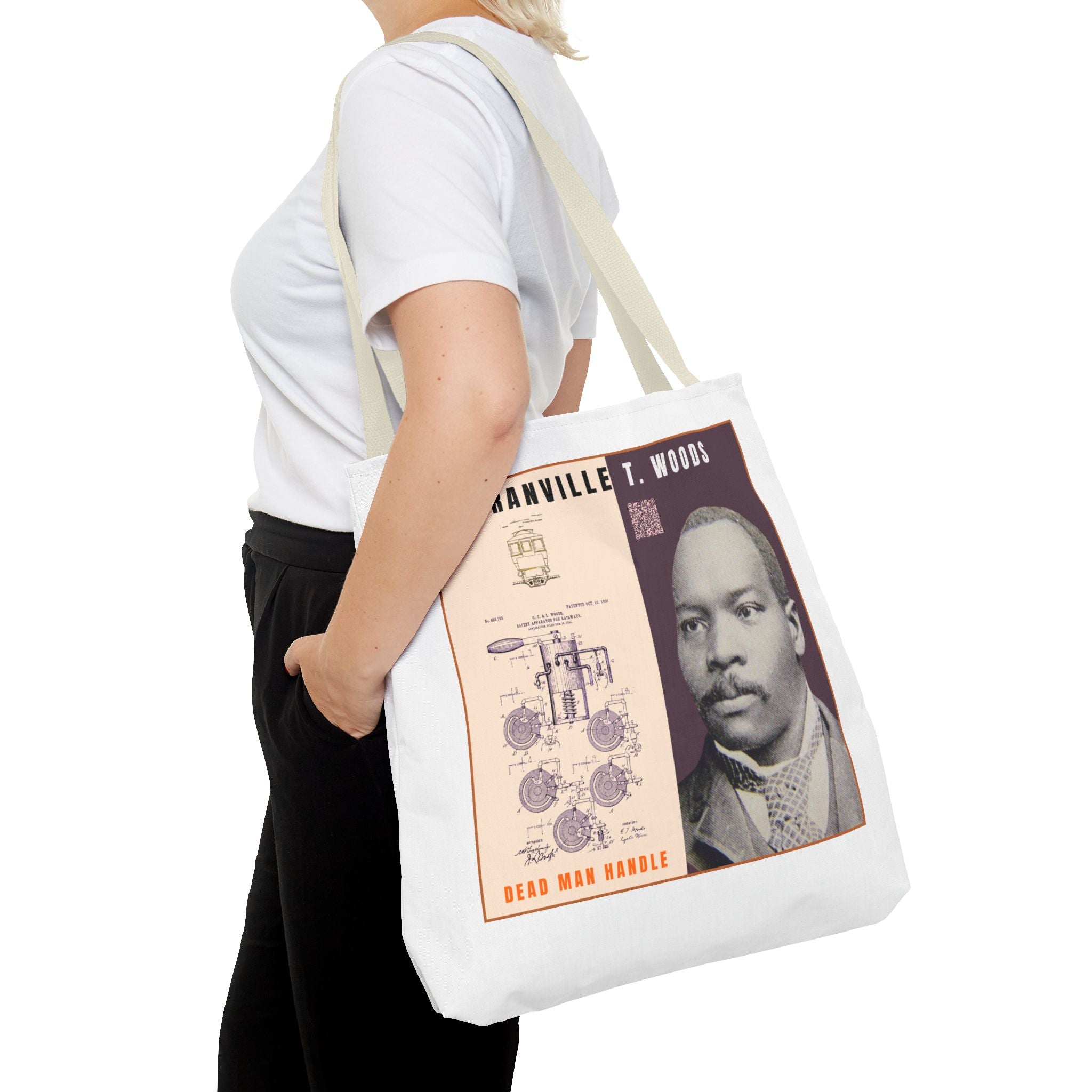 Granville T. Woods Historical Portrait Tote Bag (White)