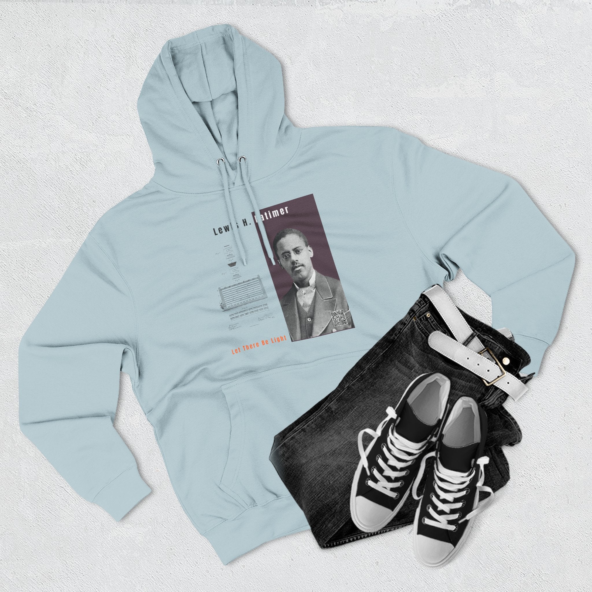 Defend Black Memories: Lewis H. Latimer Three-panel Historical Black Portrait Hoodie