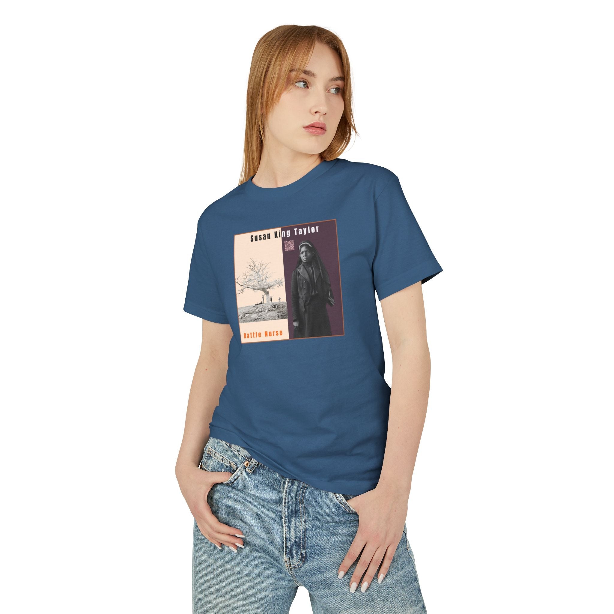 Susan King Taylor, Historical Portrait T-shirt, w/Back Graphic (2-tone),