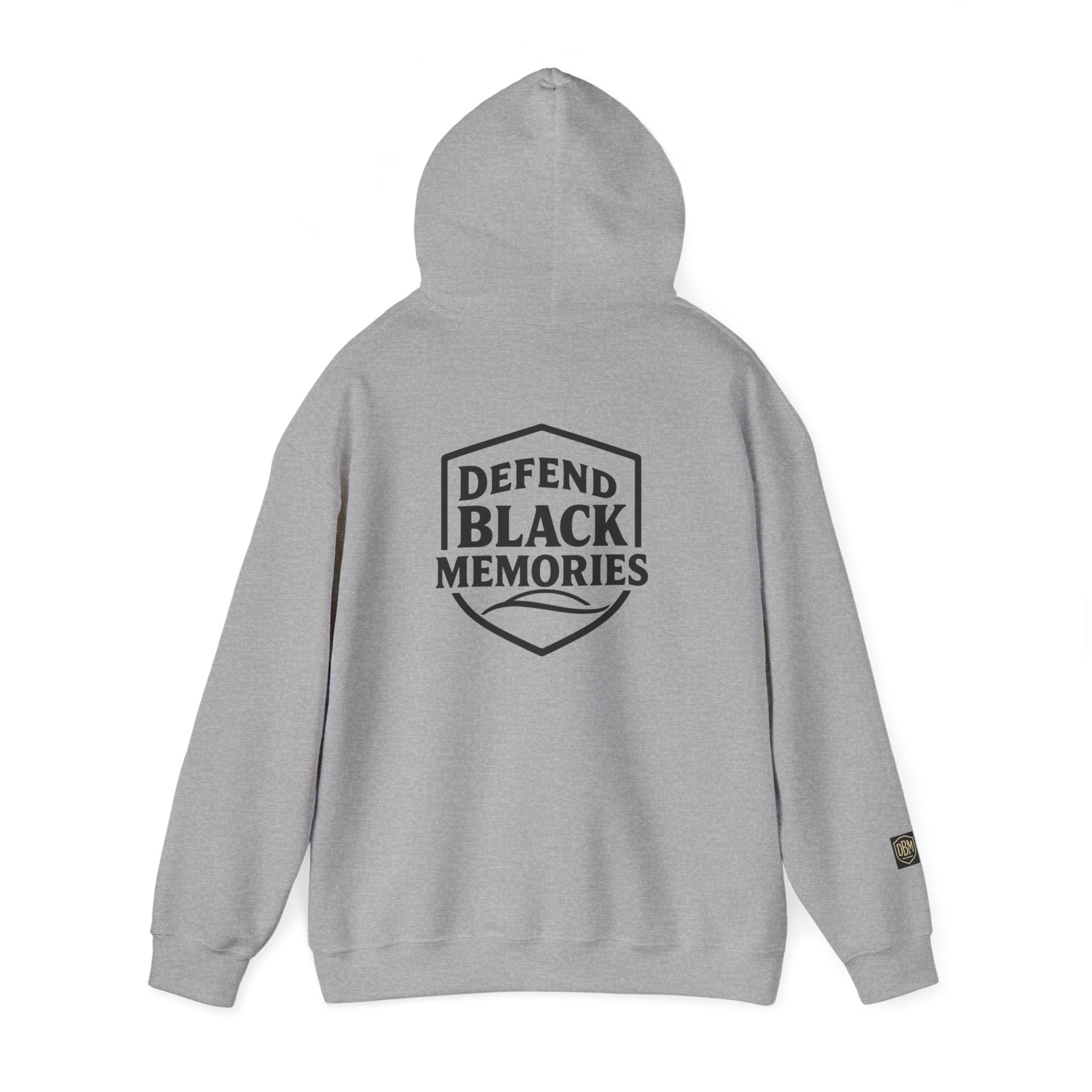 Defend Black Memories: Elijah McCoy Historical Black Portrait Big Back Logo Hoodie