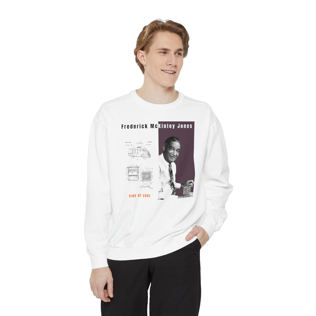 Defend Black Memories:  Frederick McKinley Jones Unisex, Garment-Dyed Tribute Sweatshirt