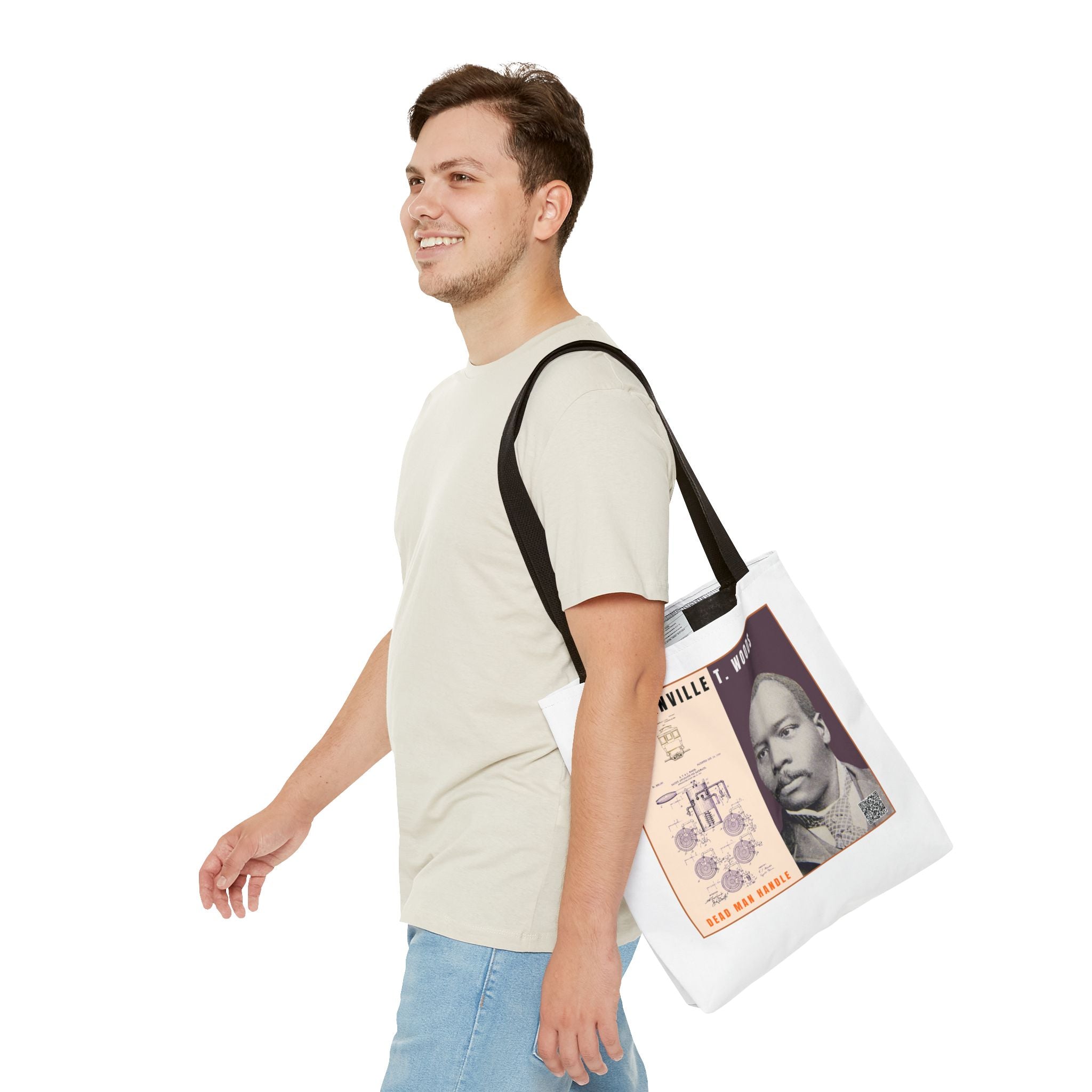 Granville T. Woods Historical Portrait Tote Bag (White)
