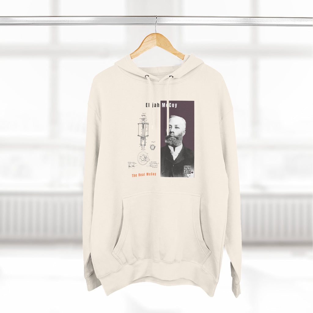Defend Black Memories: Elijah McCoy Three-Panel Design Hoodie-Historic Black Portrait Pullover