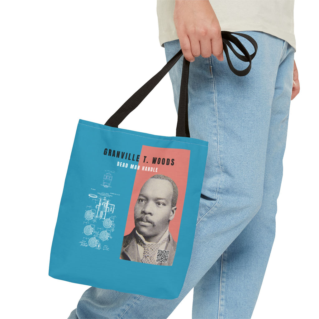 Granville T. Woods Historical Portrait Tote Bag (Turquoise)