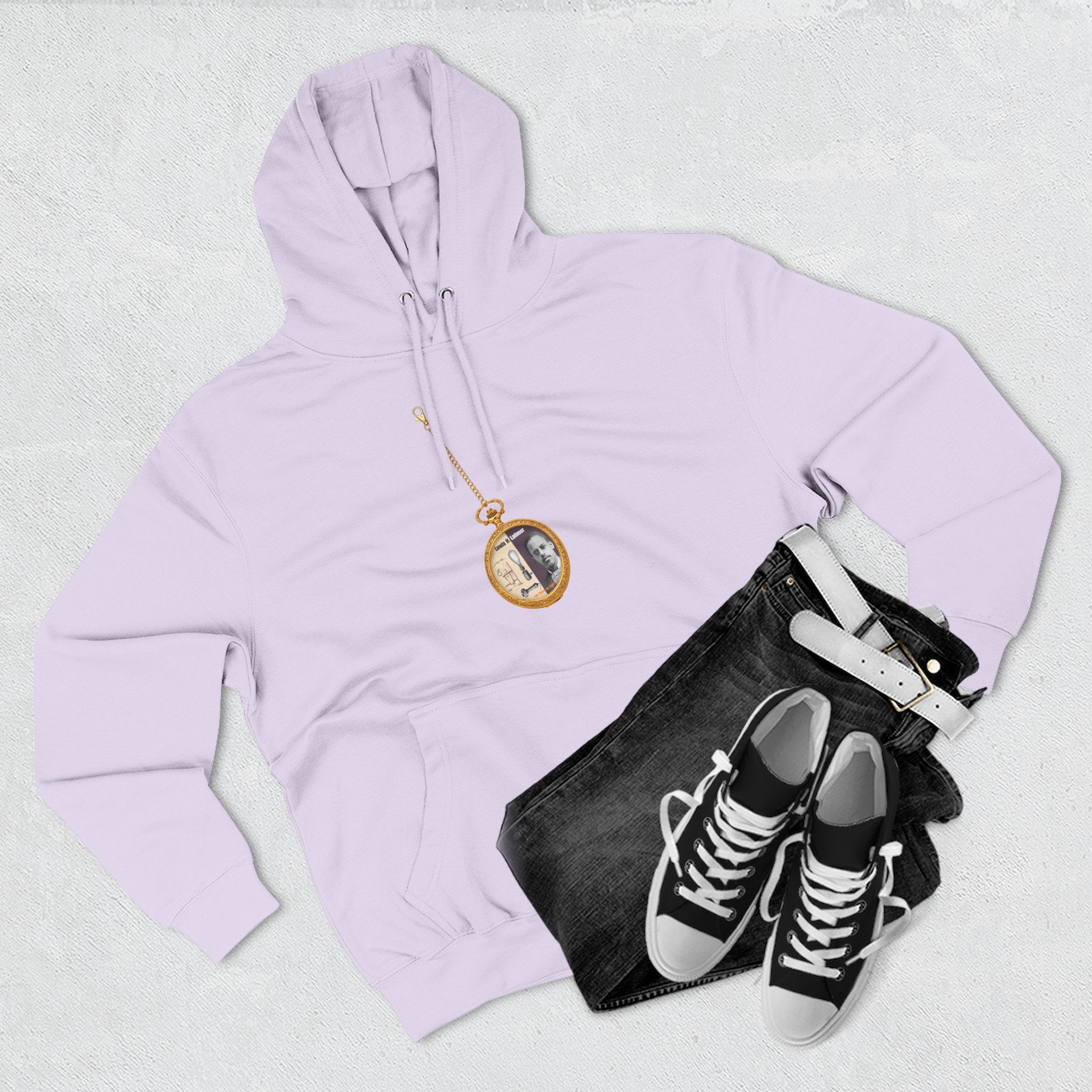 Lewis H Latimer Pocket Watch Three-Panel Fleece Hoodie