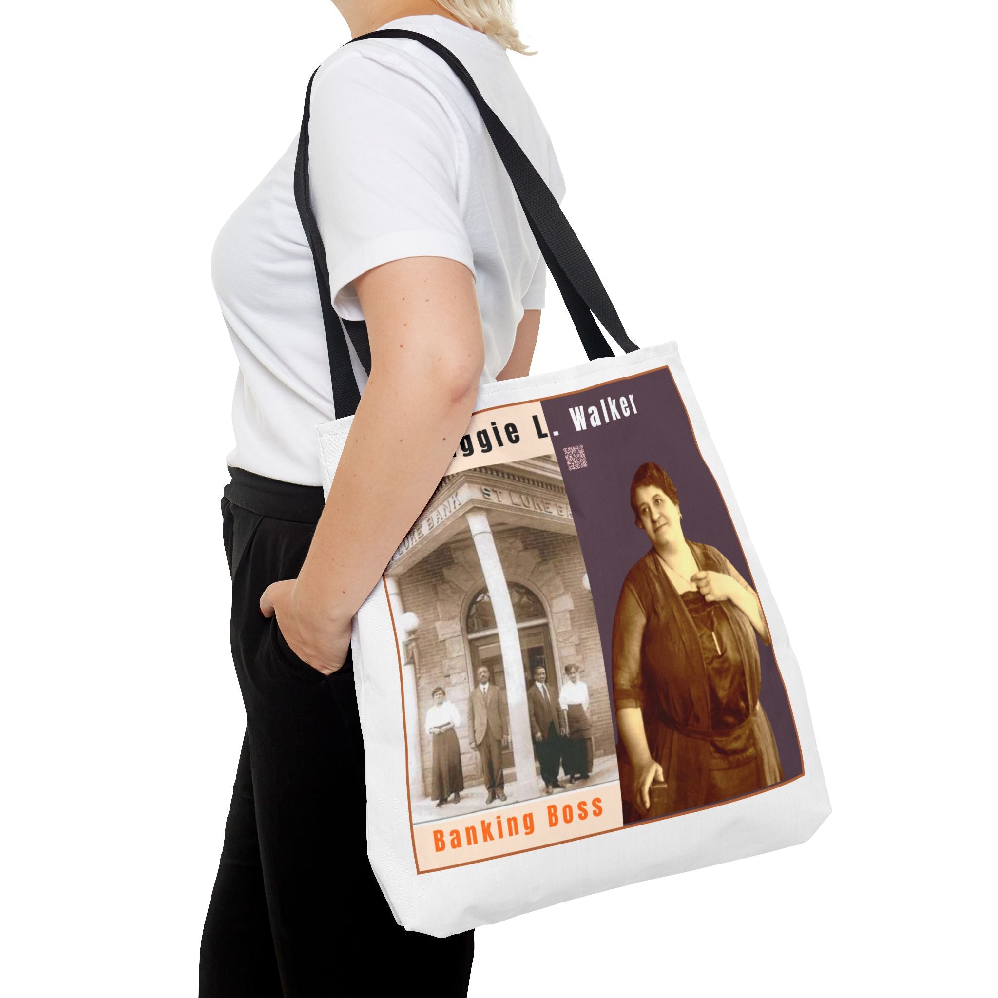 Maggie L. Walker Graphic Tote Bag — Black and Bold Historical Icon Design