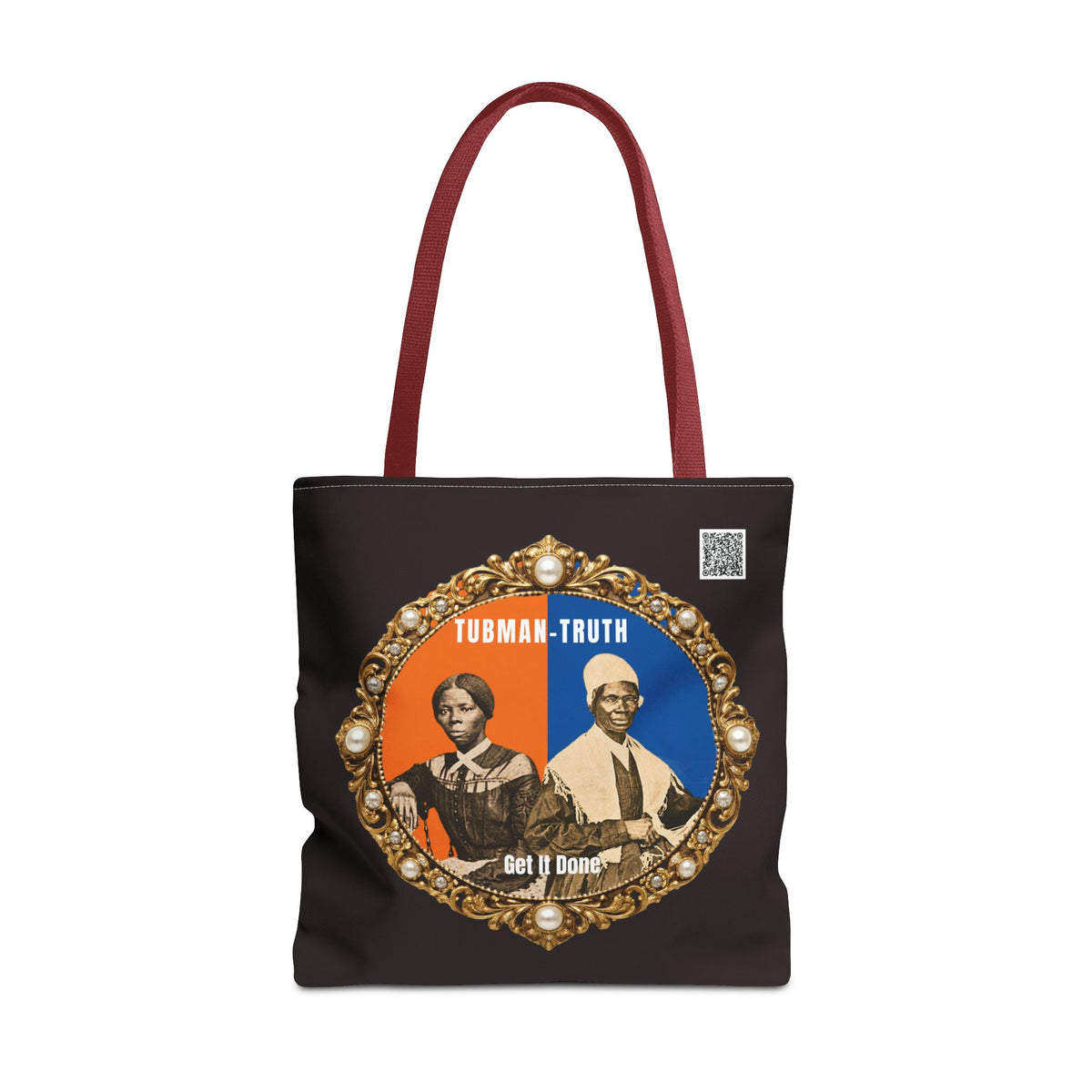 Tubman-Truth Brooch Graphic Tote Bag (Black)