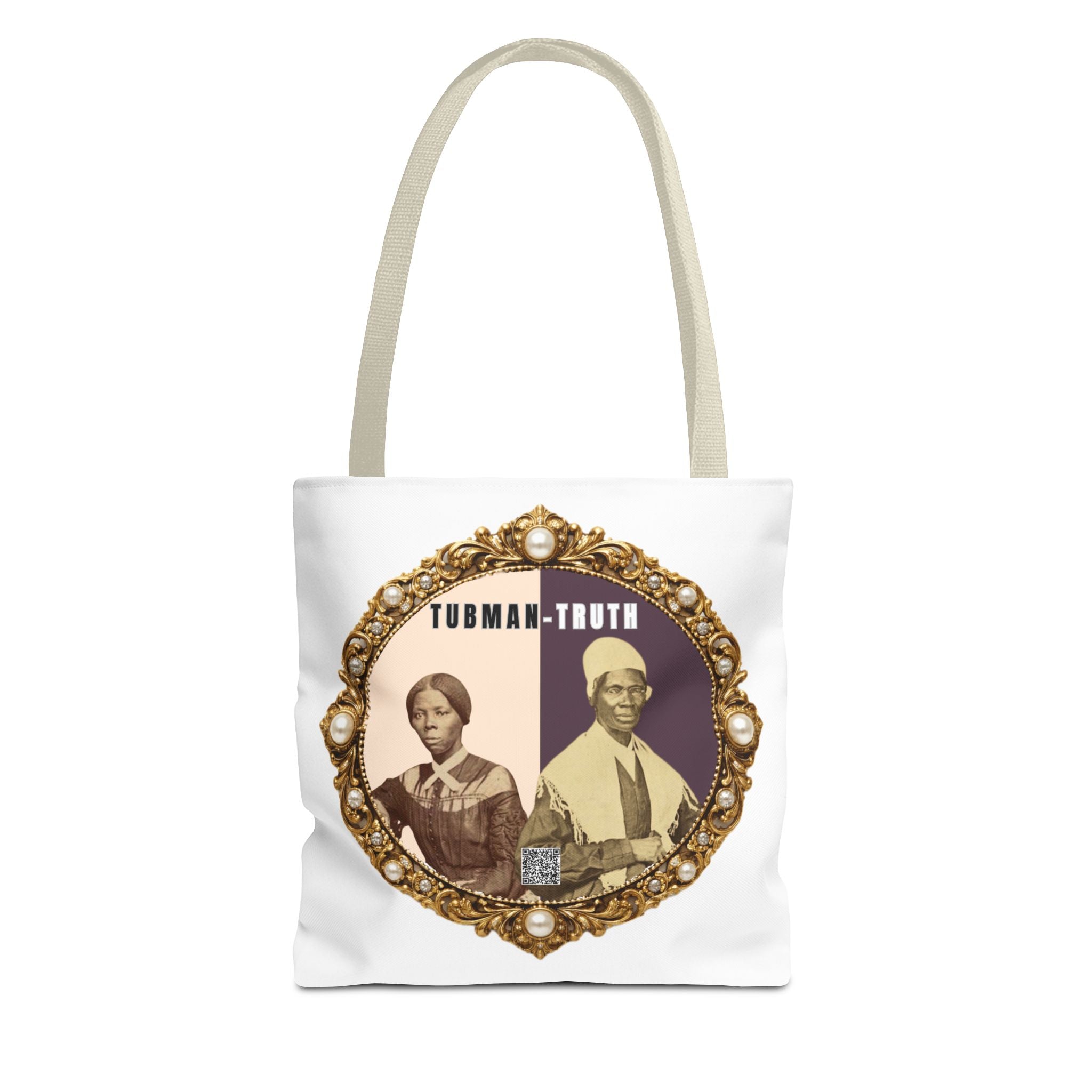 Tubman-Truth Brooch Graphic Tote Bag (White)