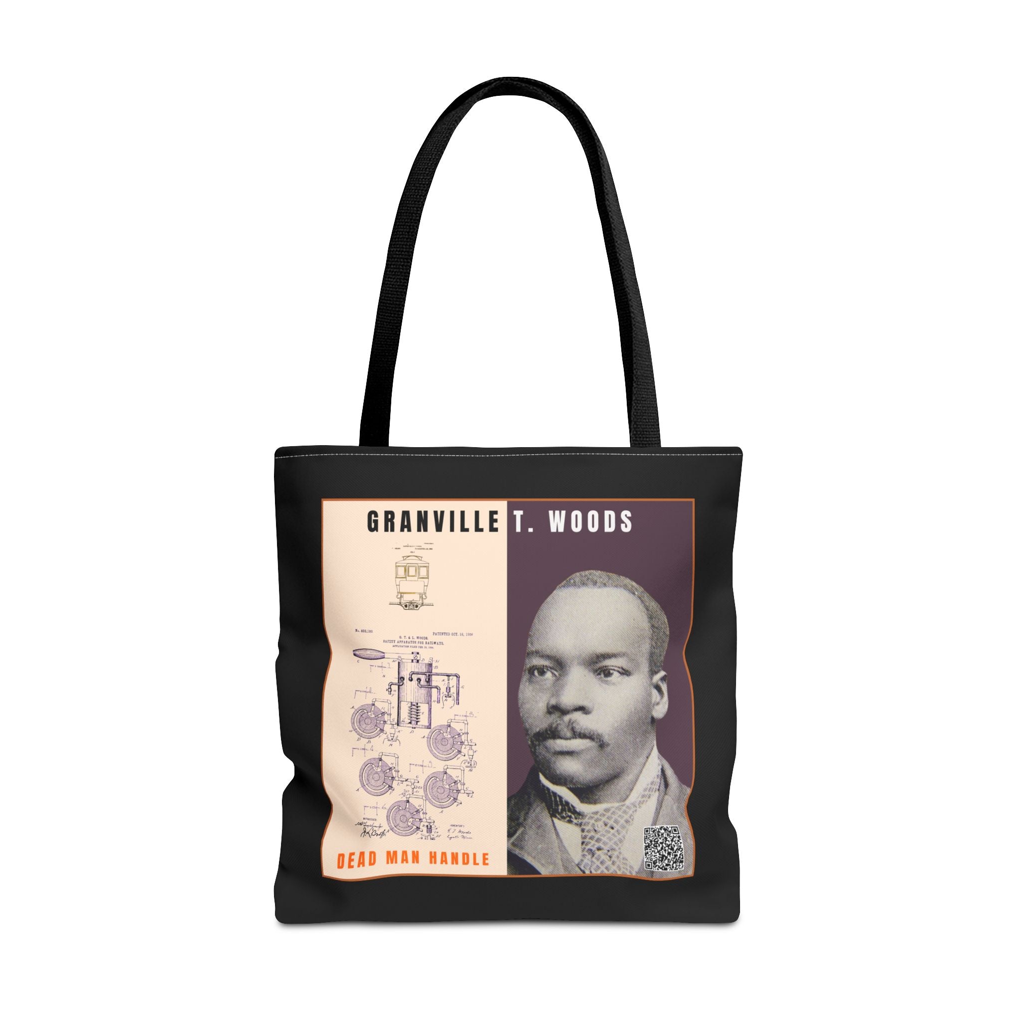 Granville T. Woods Historical Portrait Tote Bag (Black)