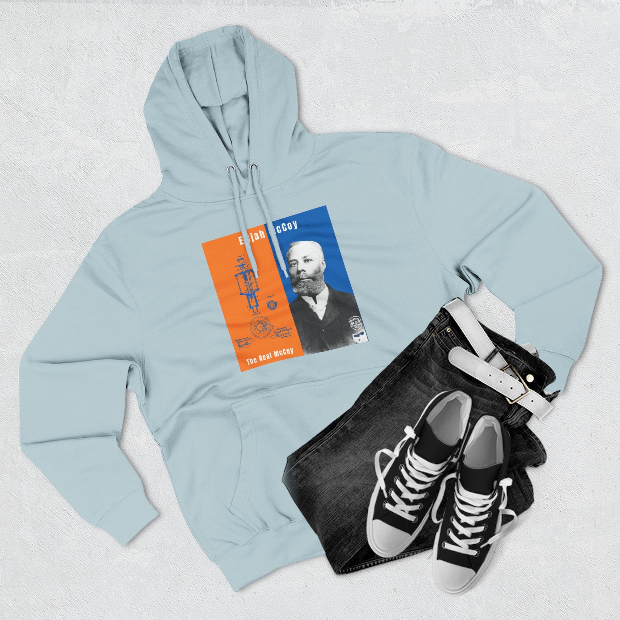 Elijah McCoy Three-Panel Design Hoodie-Historic Black Portrait Pullover (City Champs)