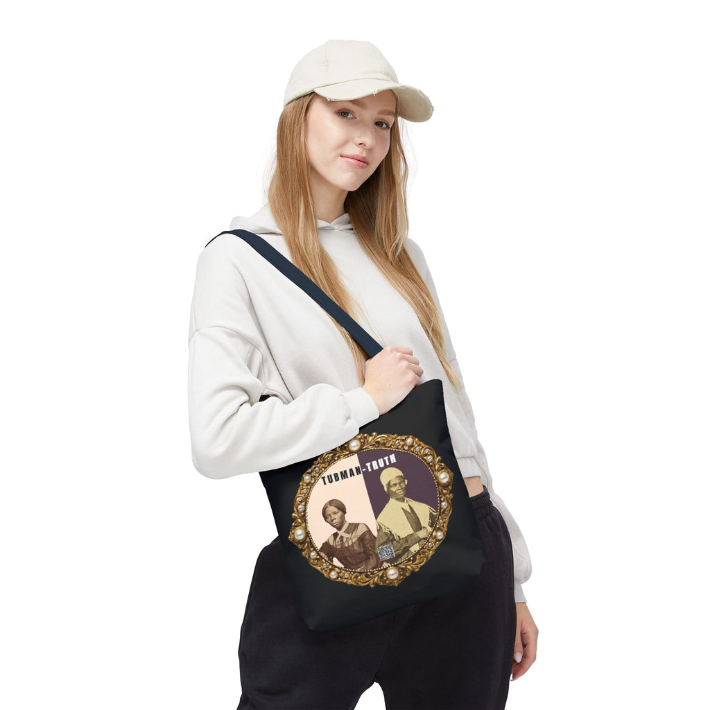 Tubman-Truth Brooch Graphic Tote Bag (Black)