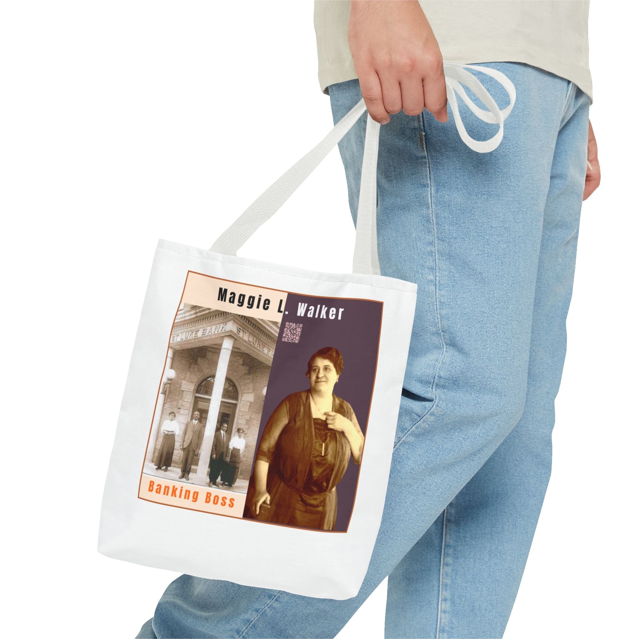 Maggie L. Walker Graphic Tote Bag — Black and Bold Historical Icon Design