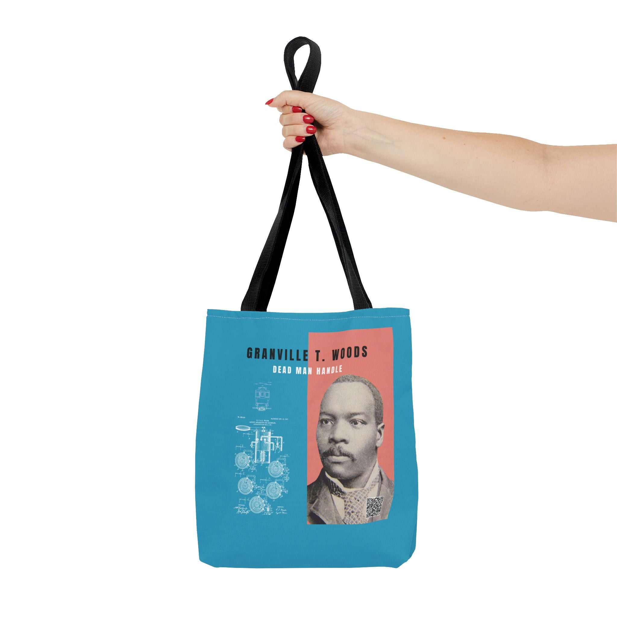 Granville T. Woods Historical Portrait Tote Bag (Turquoise)