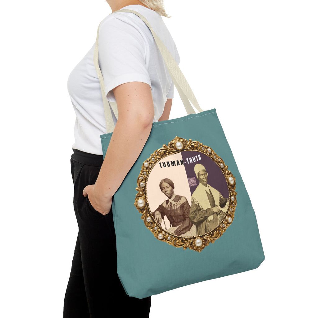 Tubman-Truth Brooch Graphic Tote Bag (Dark Teal)