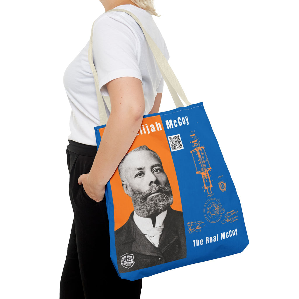 Elijah McCoy 'The Real McCoy' Tote Bag — Inspirational History Tribute (White)