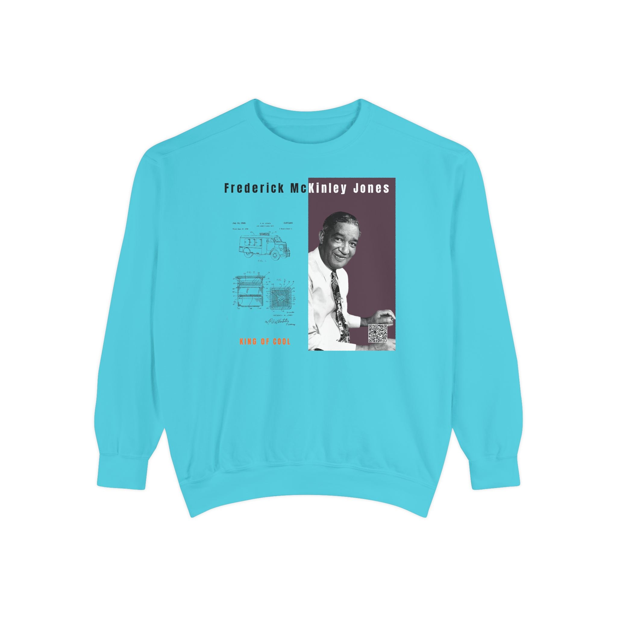 Defend Black Memories:  Frederick McKinley Jones Unisex, Garment-Dyed Tribute Sweatshirt