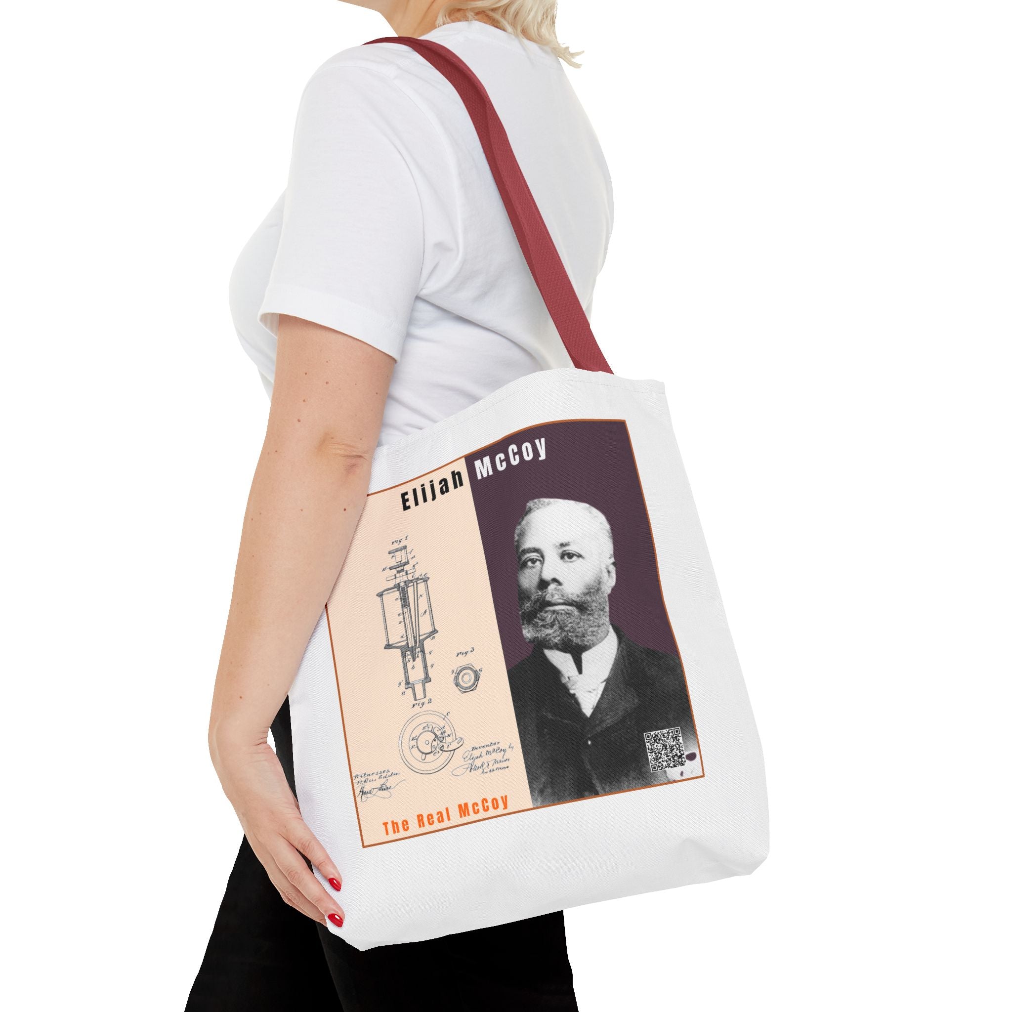 Defend Black Memories: Elijah McCoy Historical Portrait AOP Tote Bag