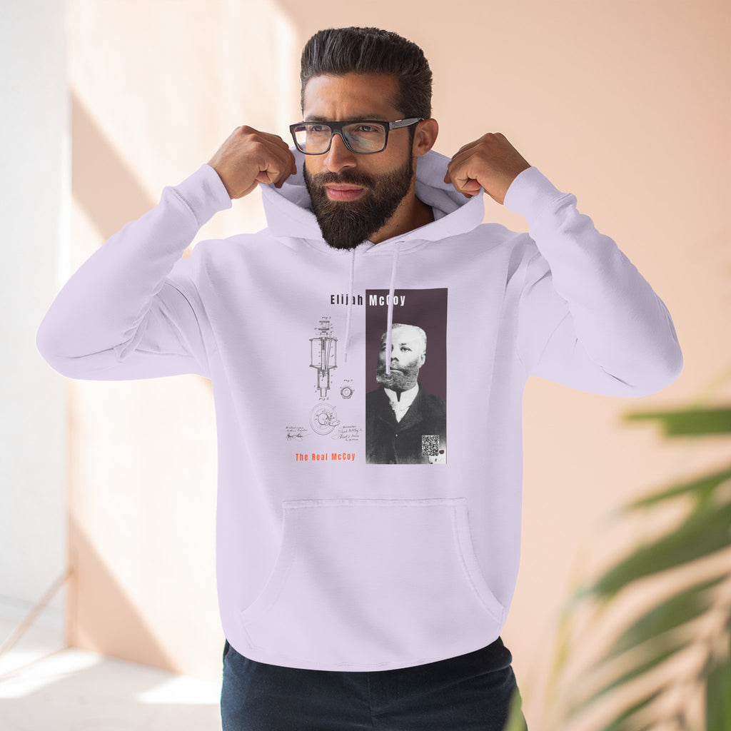 Defend Black Memories: Elijah McCoy Three-Panel Design Hoodie-Historic Black Portrait Pullover