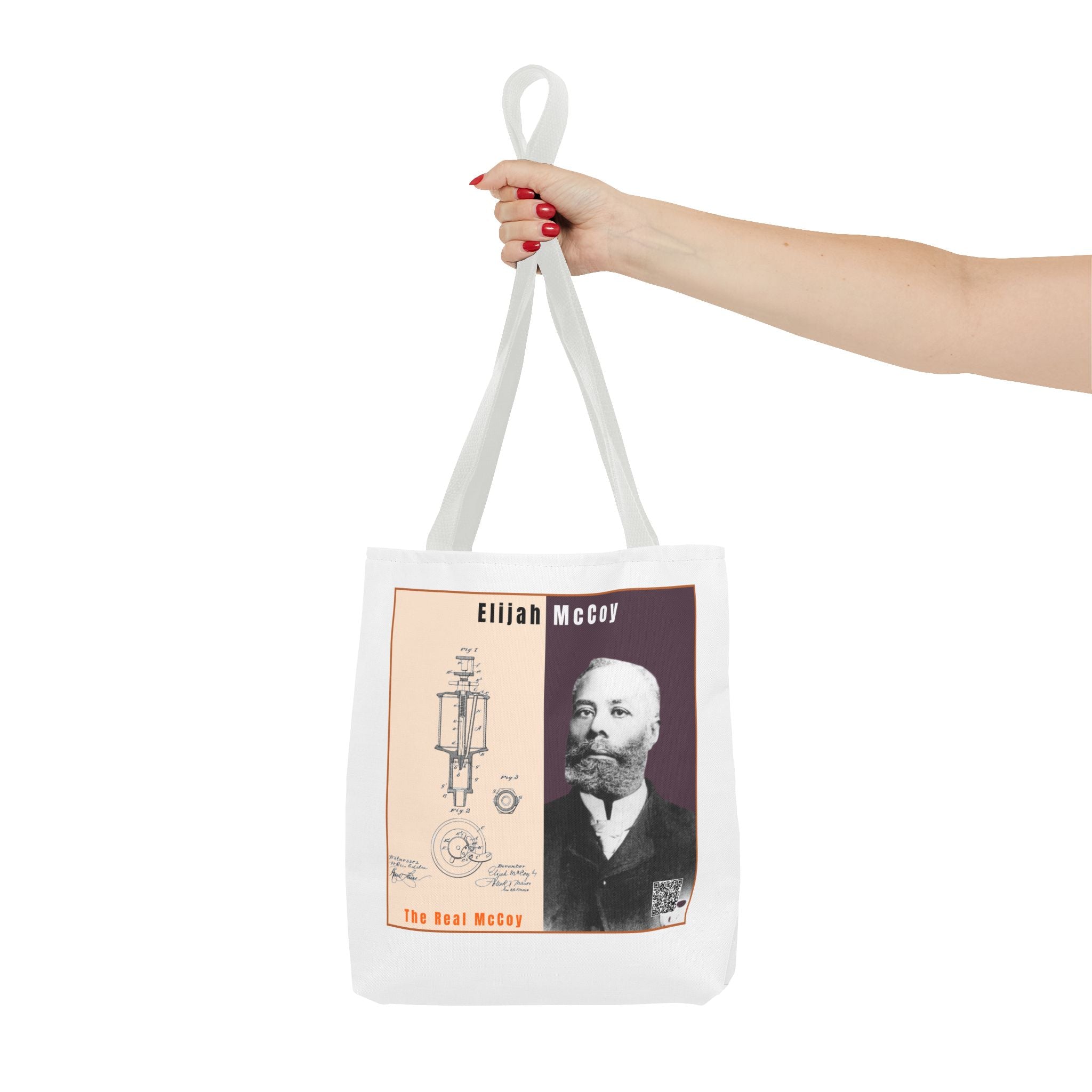 Defend Black Memories: Elijah McCoy Historical Portrait AOP Tote Bag