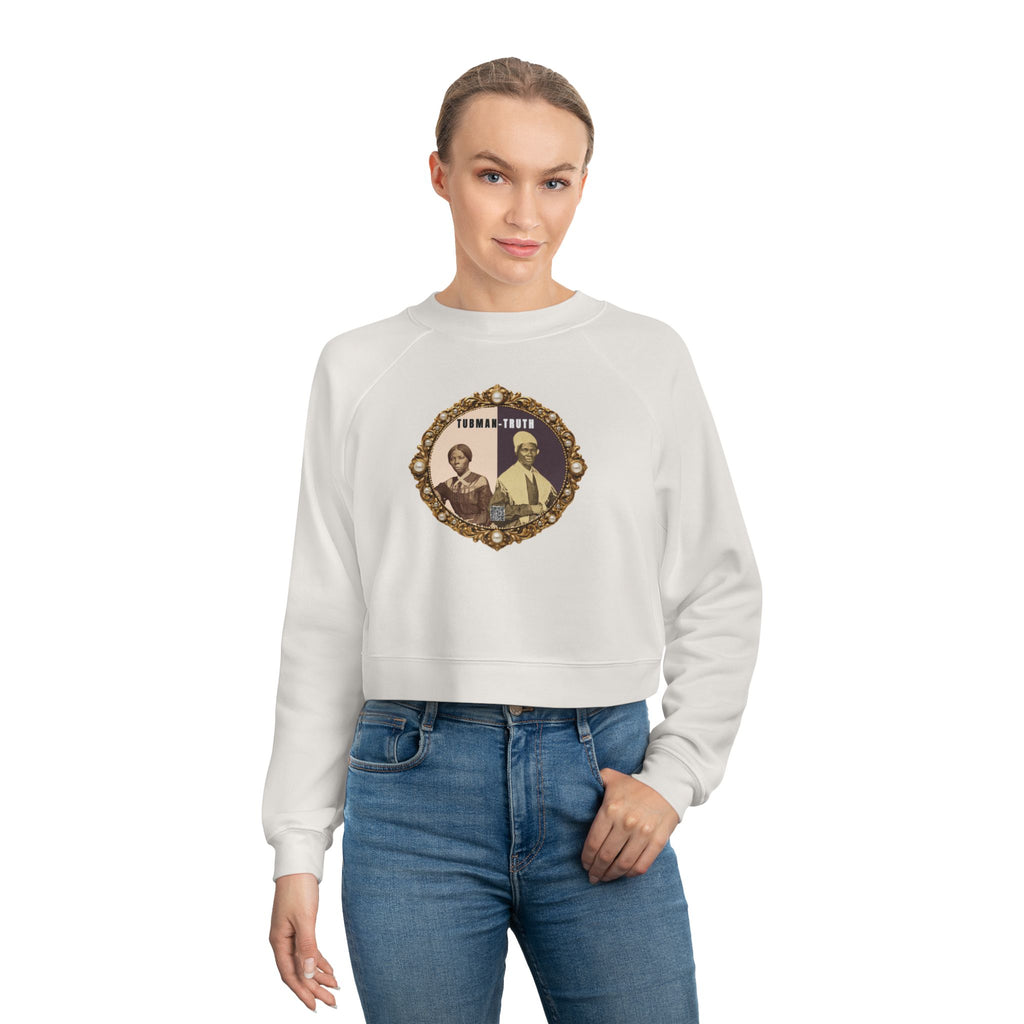Tubman-Truth, Front Brooch Graphic, Women's Cropped Fleece Pullover