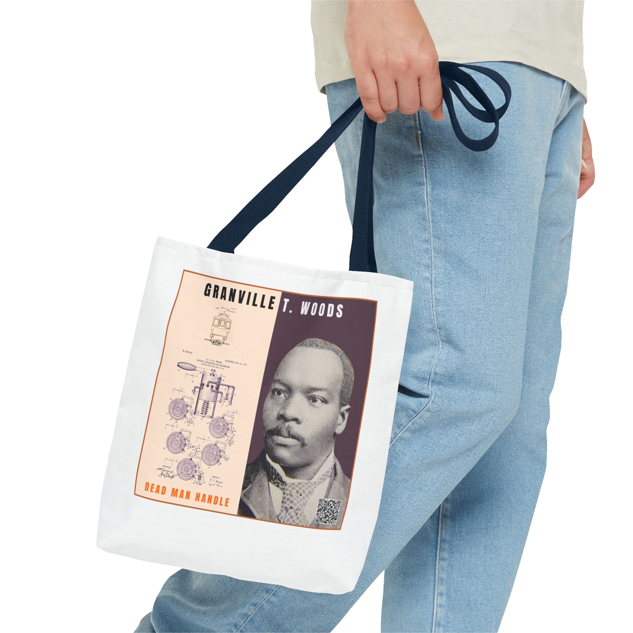 Defend Black Memories: Granville T. Woods Historical Portrait AOP Tote Bag