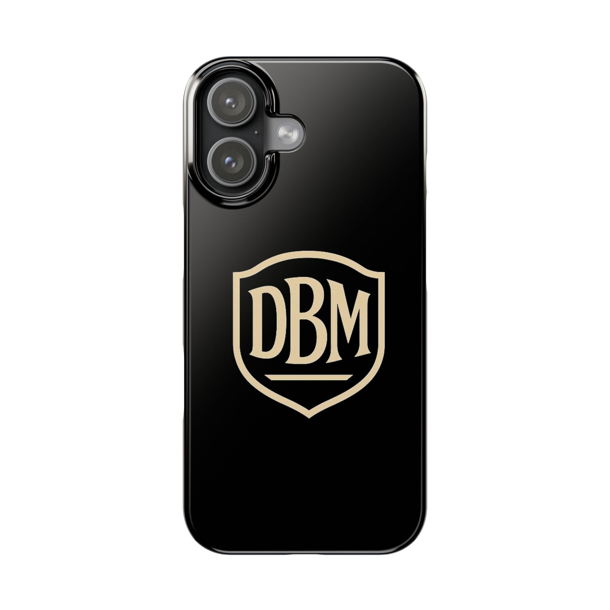 Slim Phone Case — Black Shield Typography Protective Cover