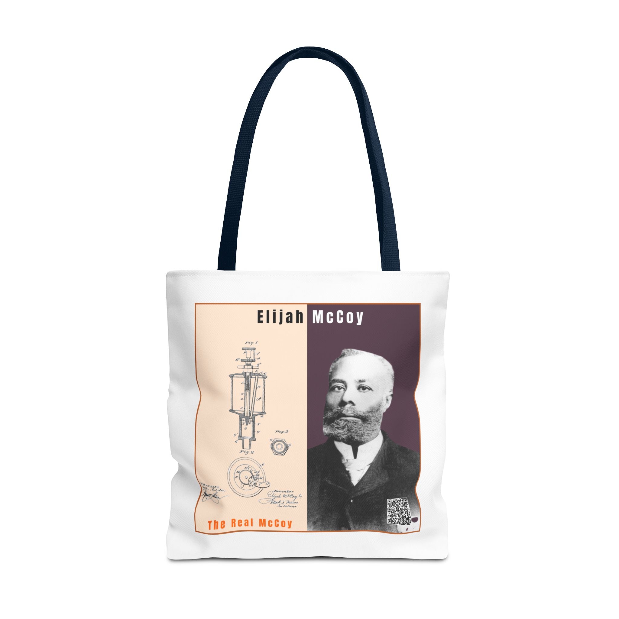 Defend Black Memories: Elijah McCoy Historical Portrait AOP Tote Bag
