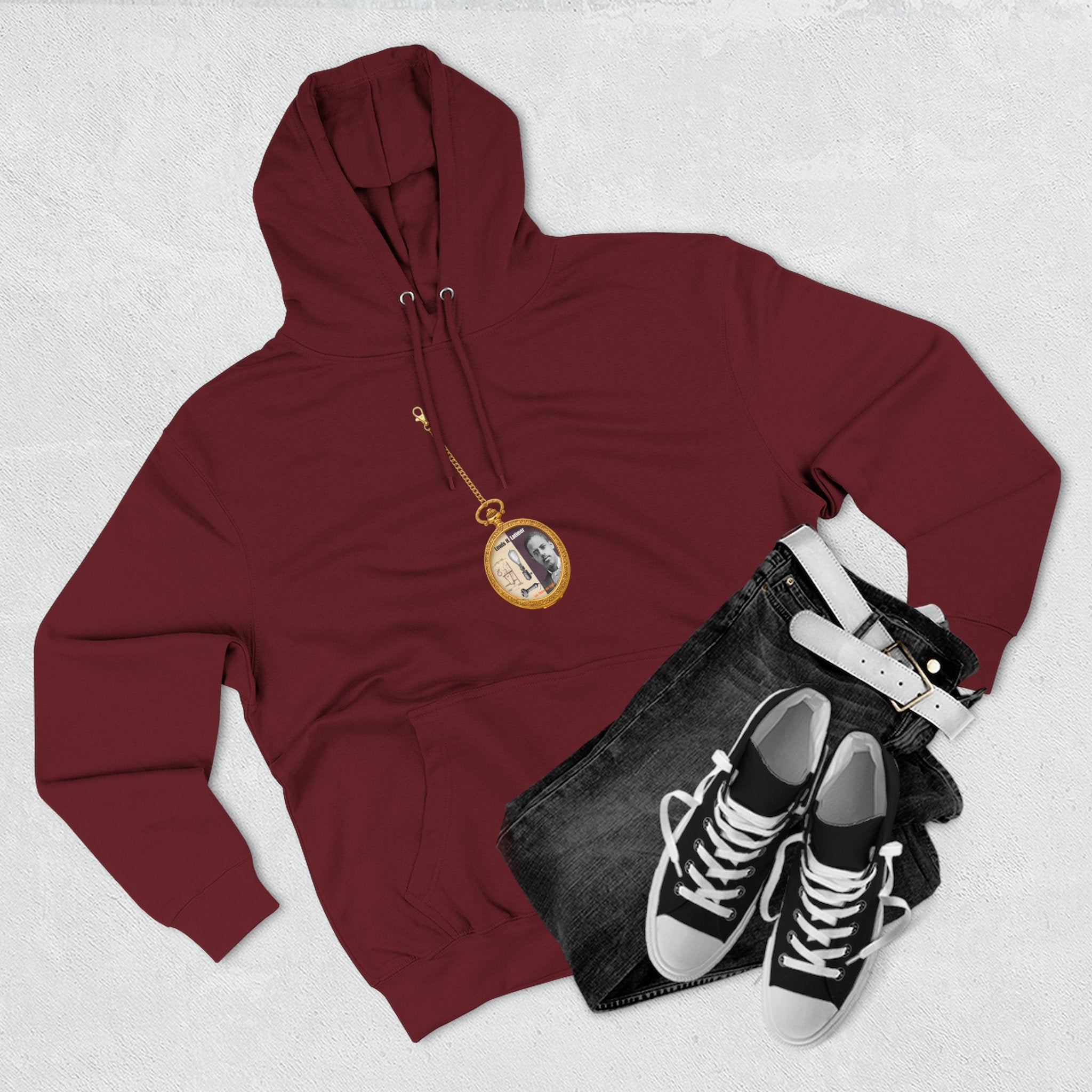 Lewis H Latimer Pocket Watch Three-Panel Fleece Hoodie