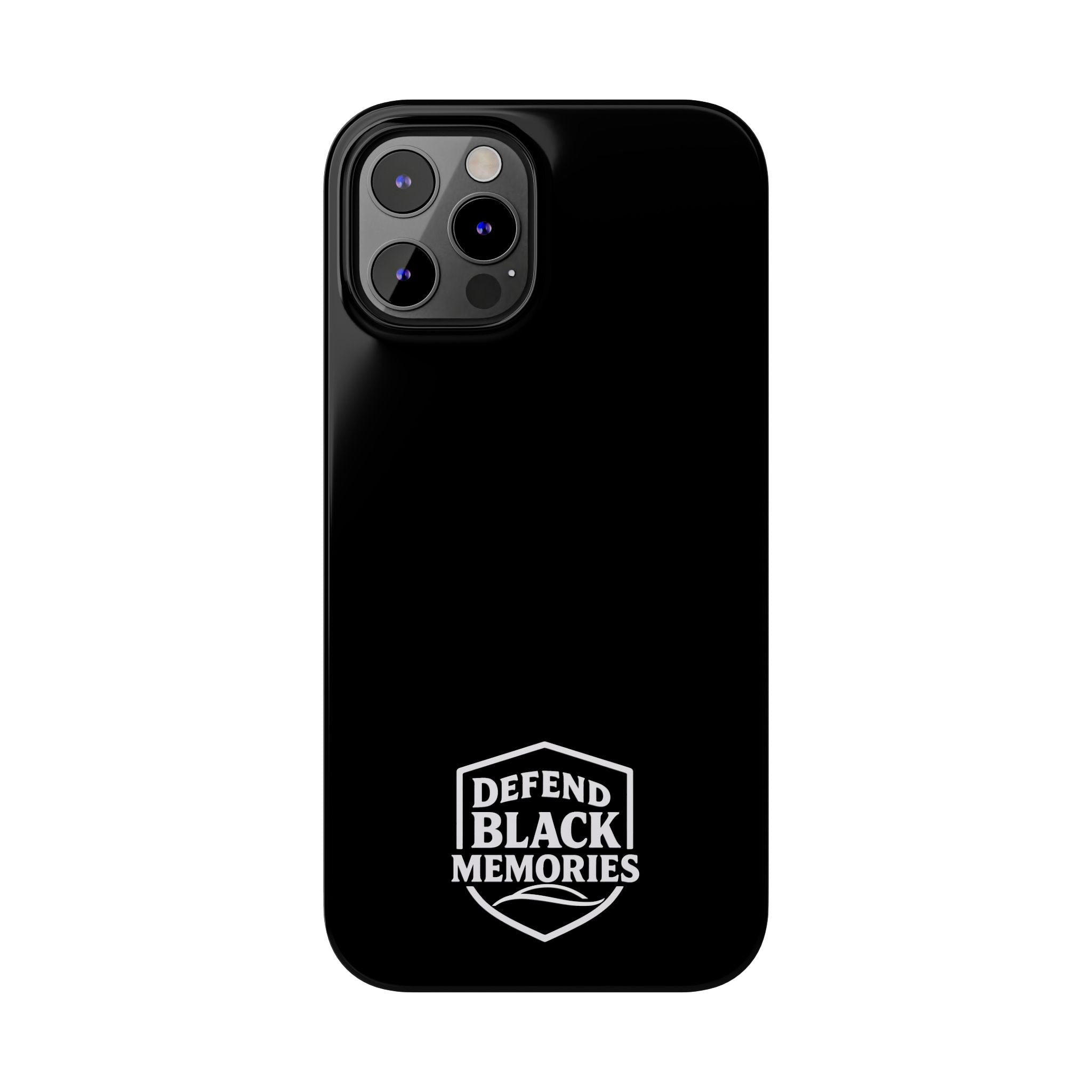 Slim Phone Case — Black Shield Typography Protective Cover