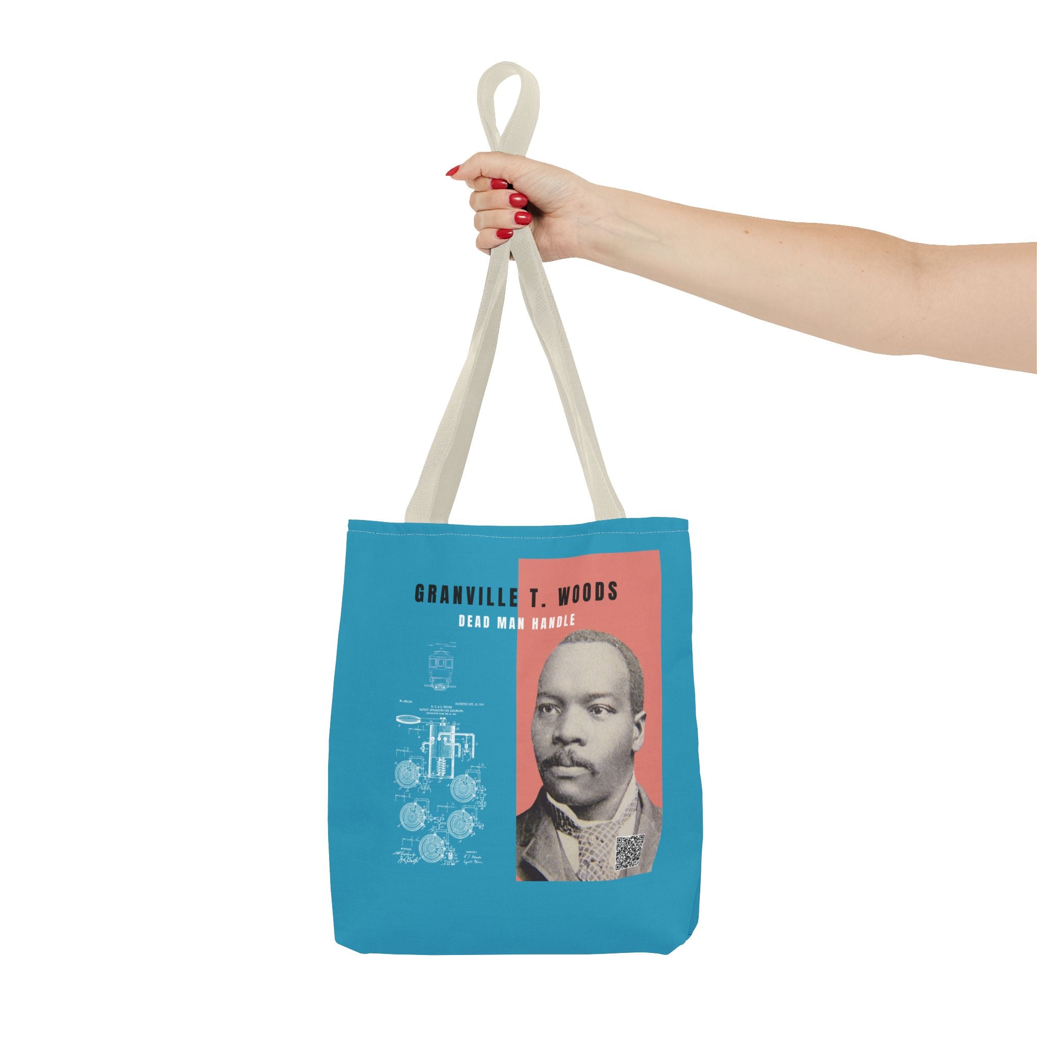 Granville T. Woods Historical Portrait Tote Bag (Turquoise)