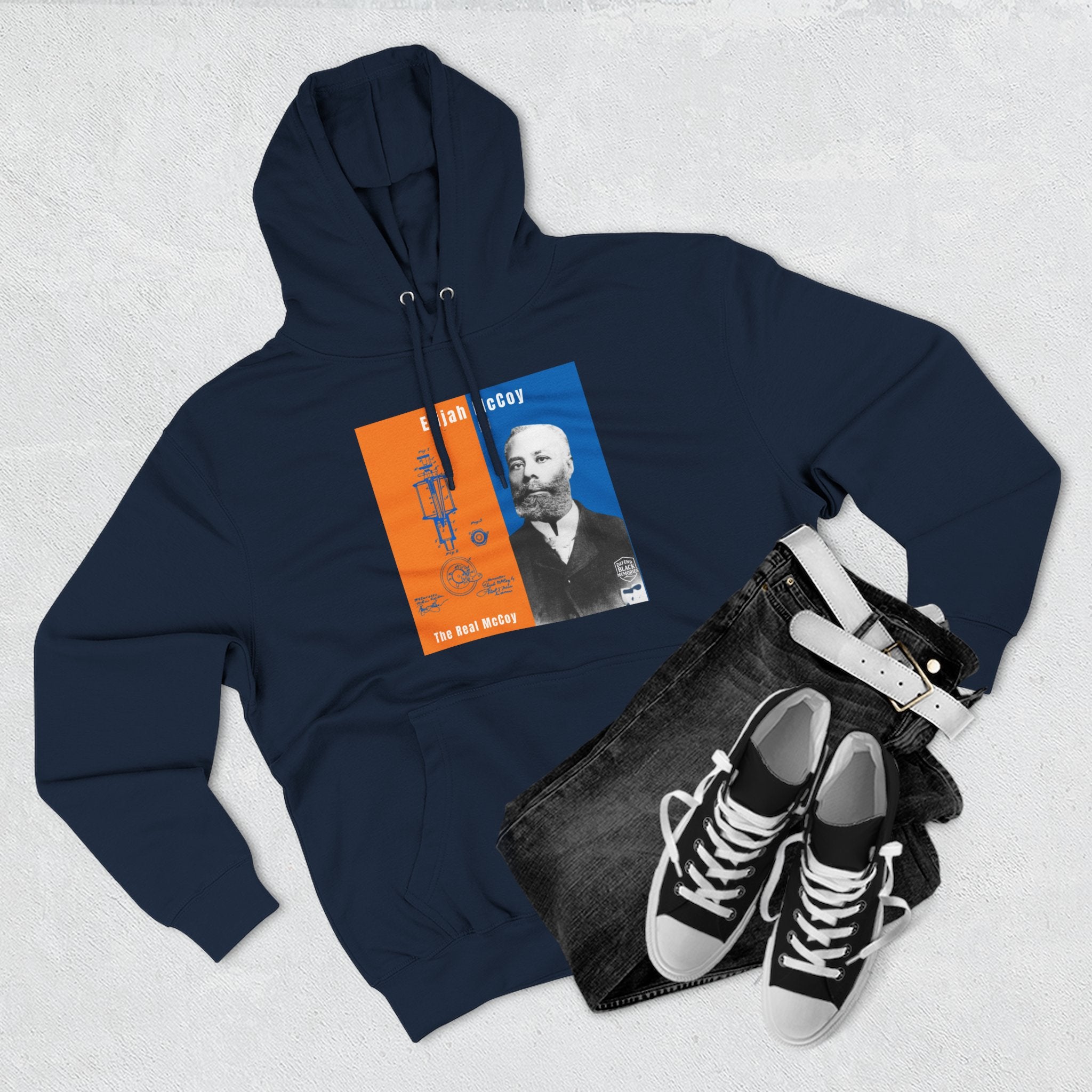 Elijah McCoy Three-Panel Design Hoodie-Historic Black Portrait Pullover (City Champs)