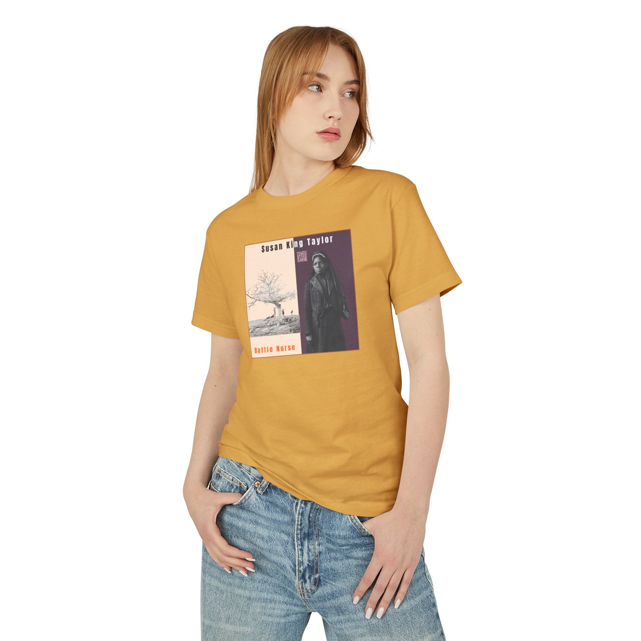 Susan King Taylor, Historical Portrait T-shirt, w/Back Graphic (2-tone),