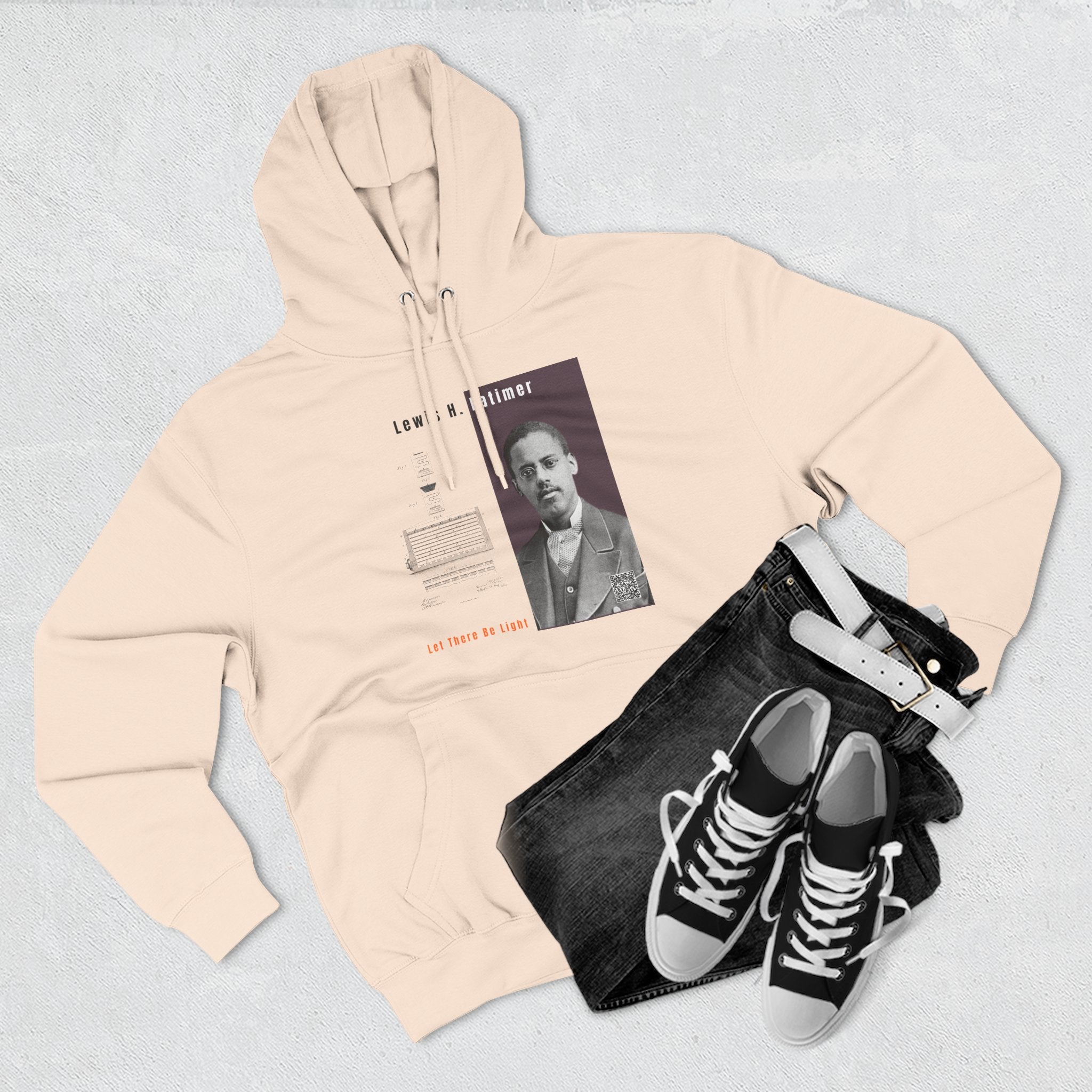 Defend Black Memories: Lewis H. Latimer Three-panel Historical Black Portrait Hoodie