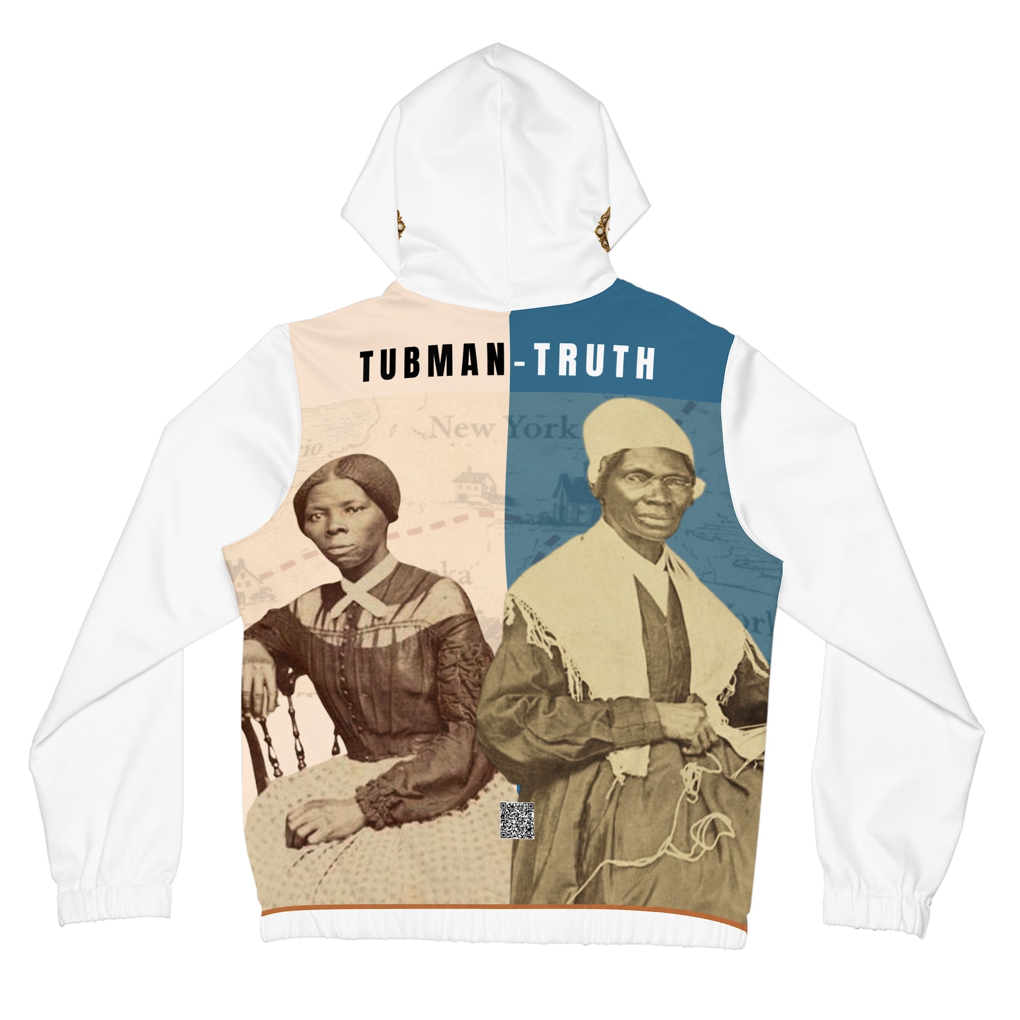 Tubman-Truth, Women's Full-Zip Hoodie w/AOP Back Graphic,