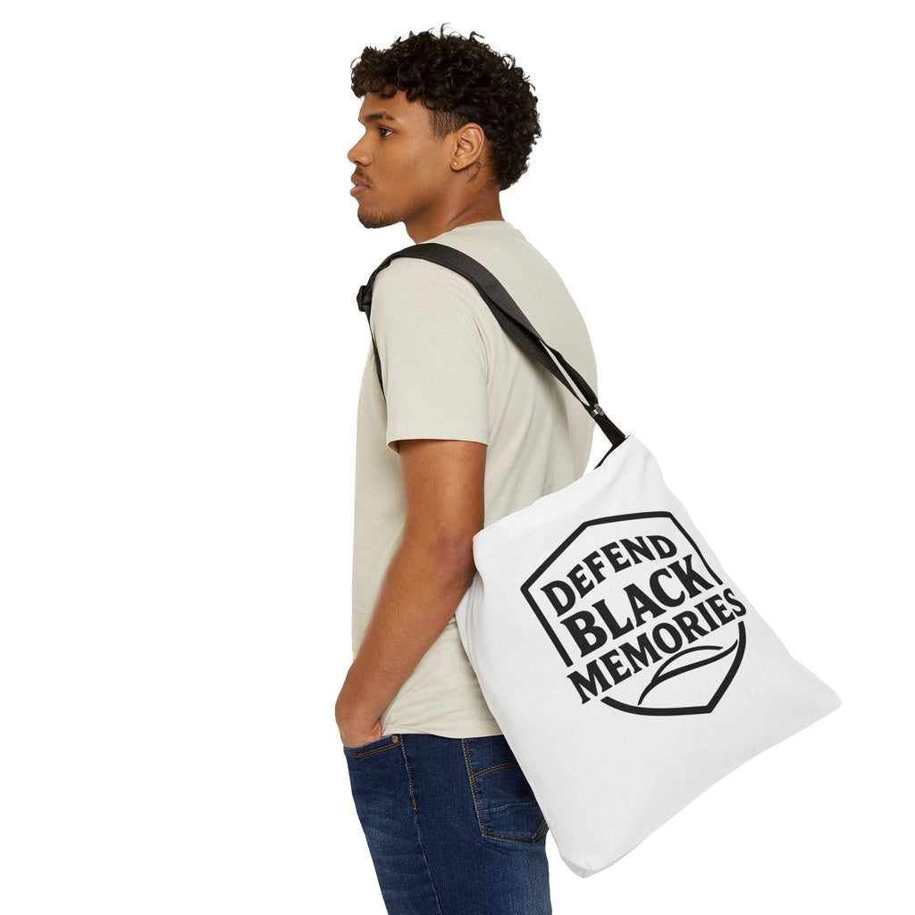 Adjustable Tote Bag — Simple White Tote with Black Logo