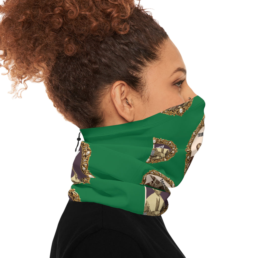 Tubman-Truth Brooch Graphic, Winter Neck Gaiter W/Drawstring (Green)