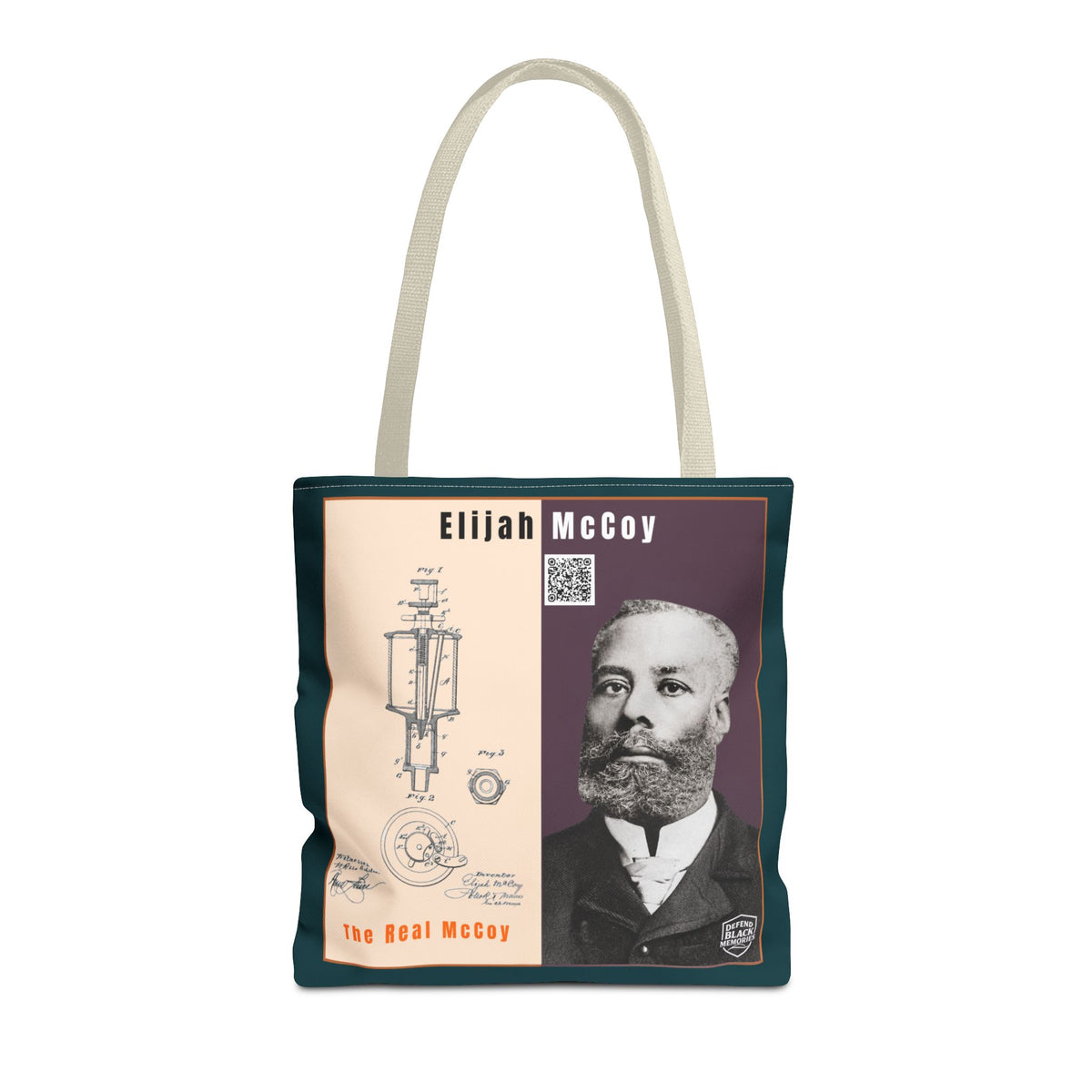Elijah McCoy 'The Real McCoy' Tote Bag — Inspirational History Tribute (Muted Teal)