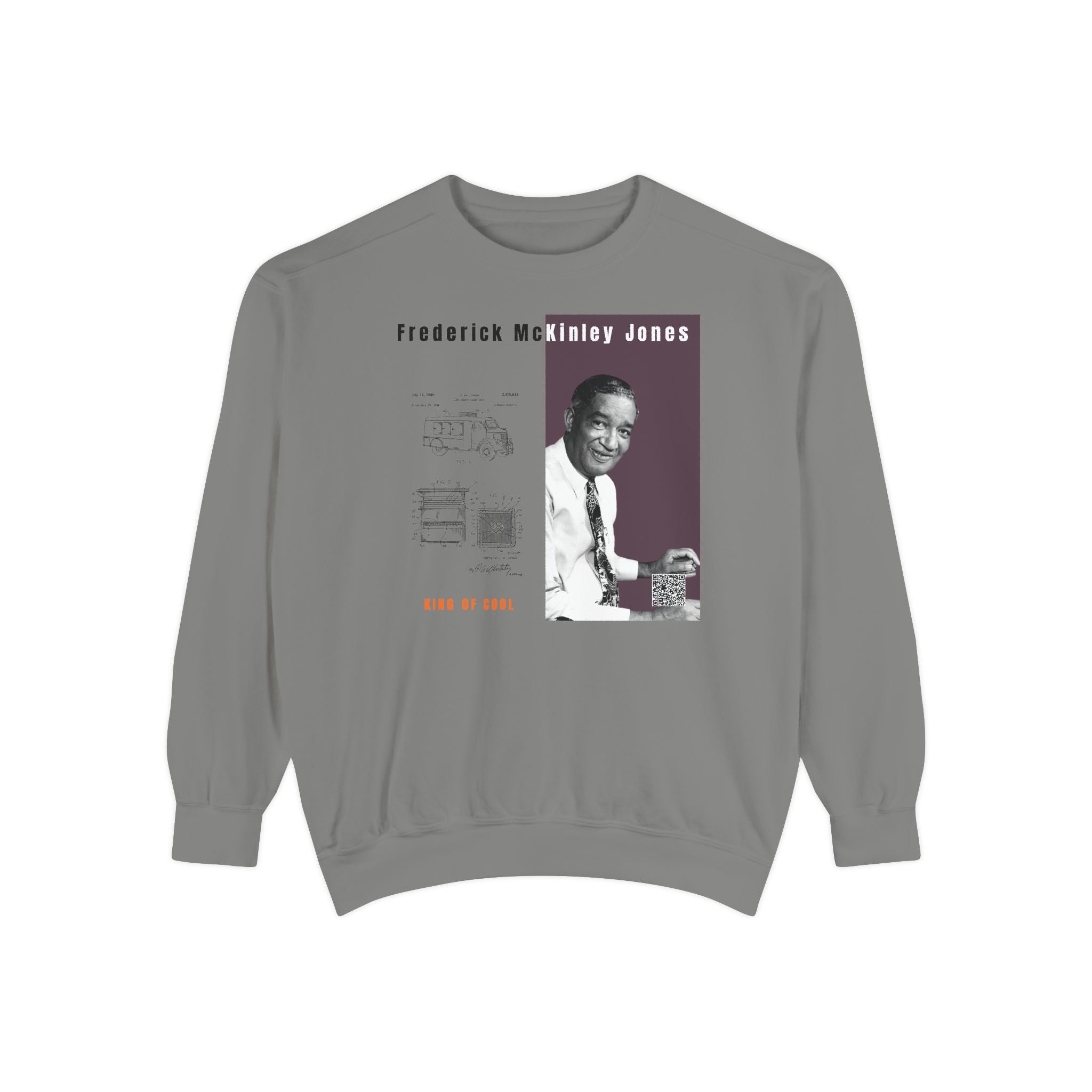 Defend Black Memories:  Frederick McKinley Jones Unisex, Garment-Dyed Tribute Sweatshirt