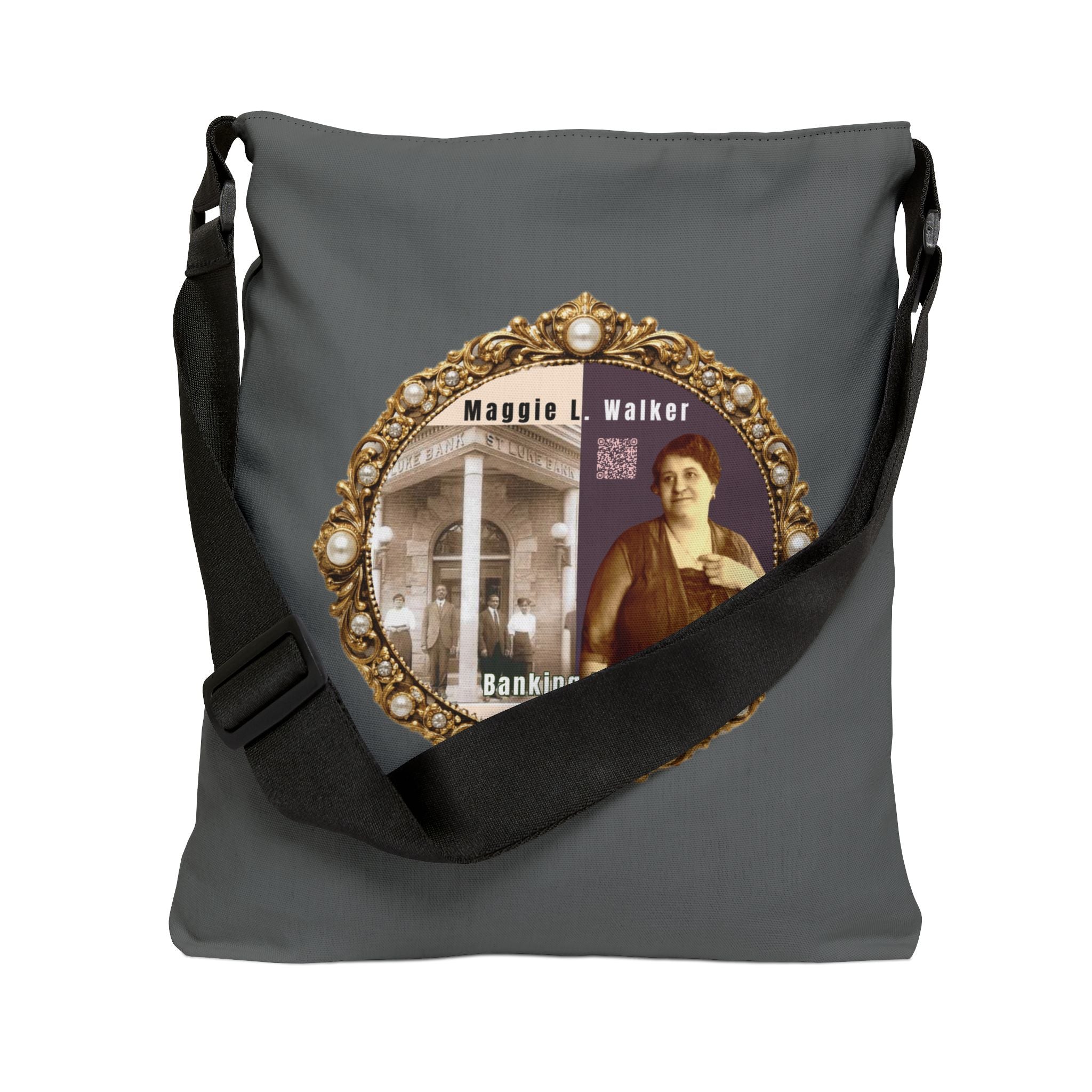 Maggie L Walker Brooch Logo Shoulder Bag (Dark Slate Grey)