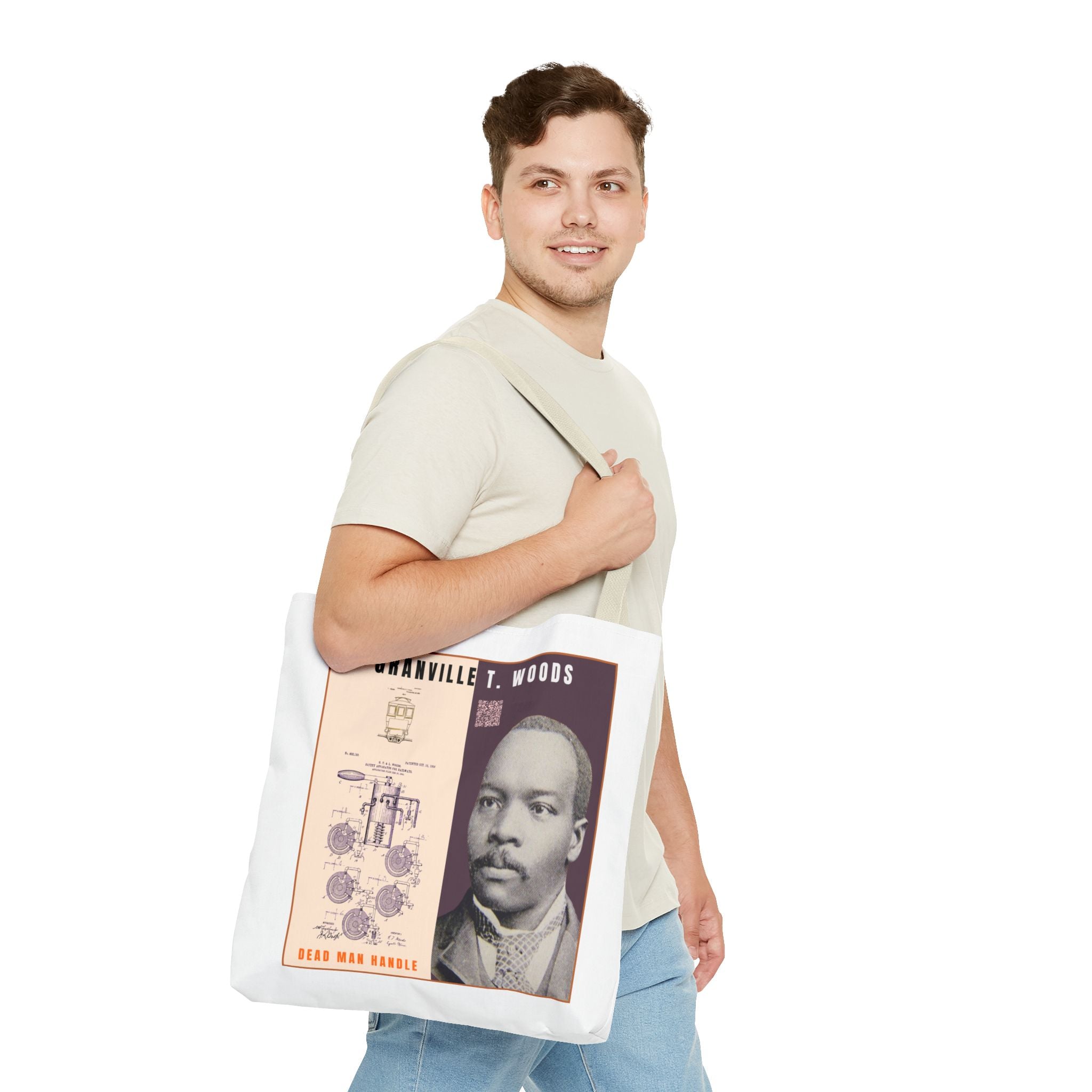 Granville T. Woods Historical Portrait Tote Bag (White)
