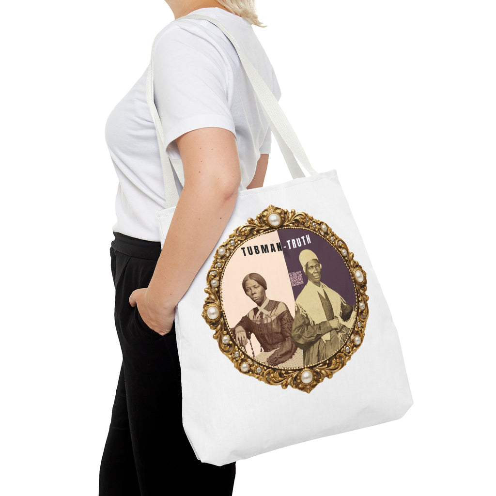 Tubman-Truth Brooch Graphic Tote Bag (White)