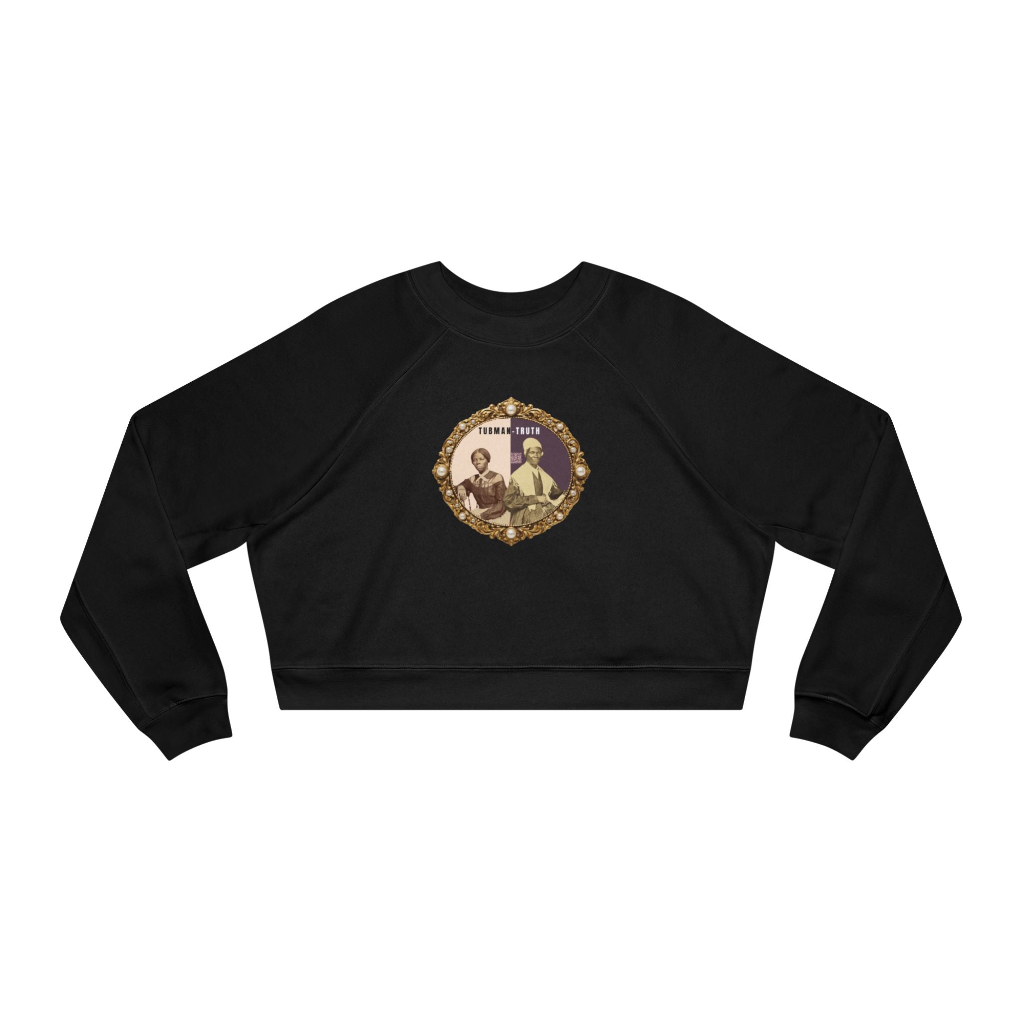 Tubman-Truth, Front Brooch Graphic, Women's Cropped Fleece Pullover