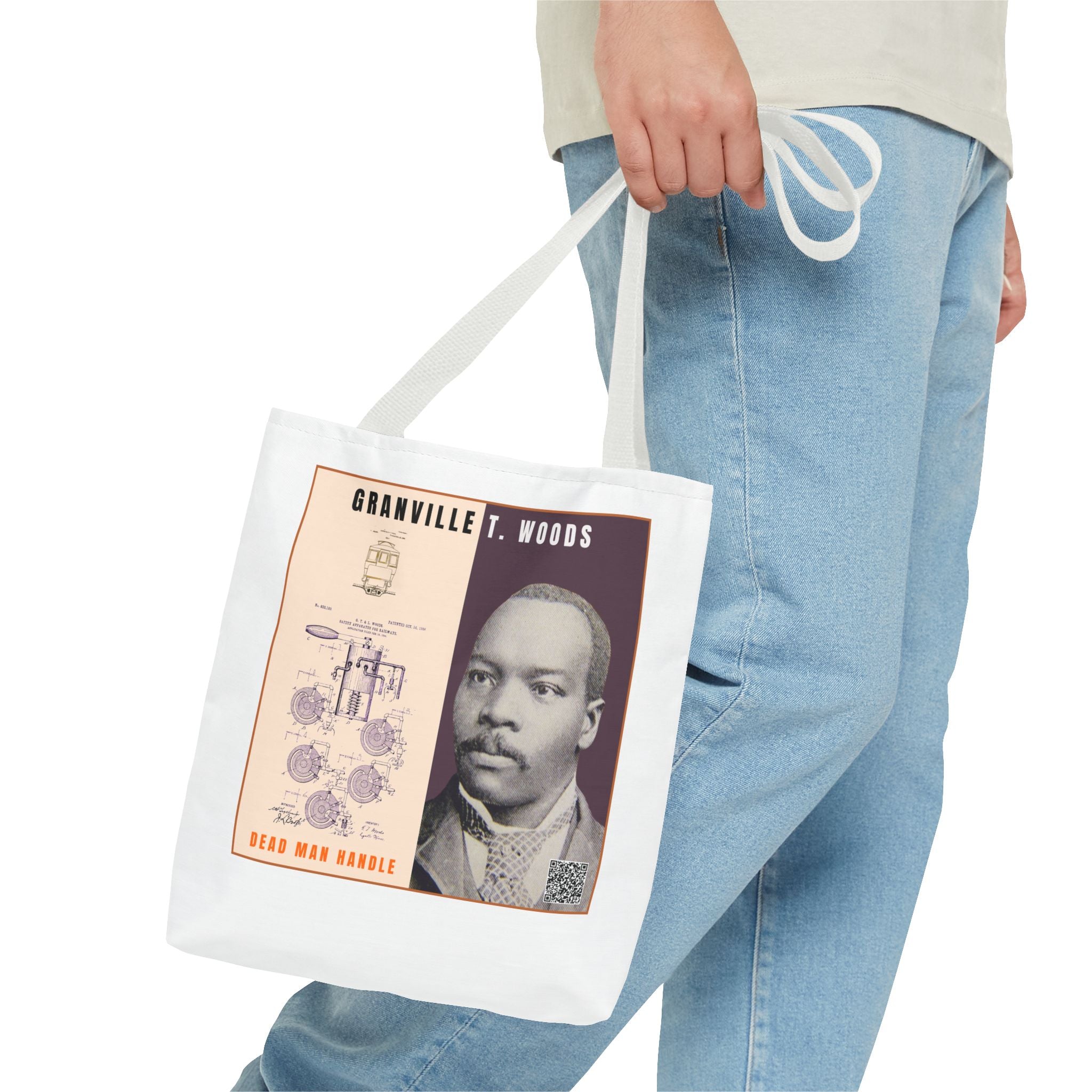 Defend Black Memories: Granville T. Woods Historical Portrait AOP Tote Bag