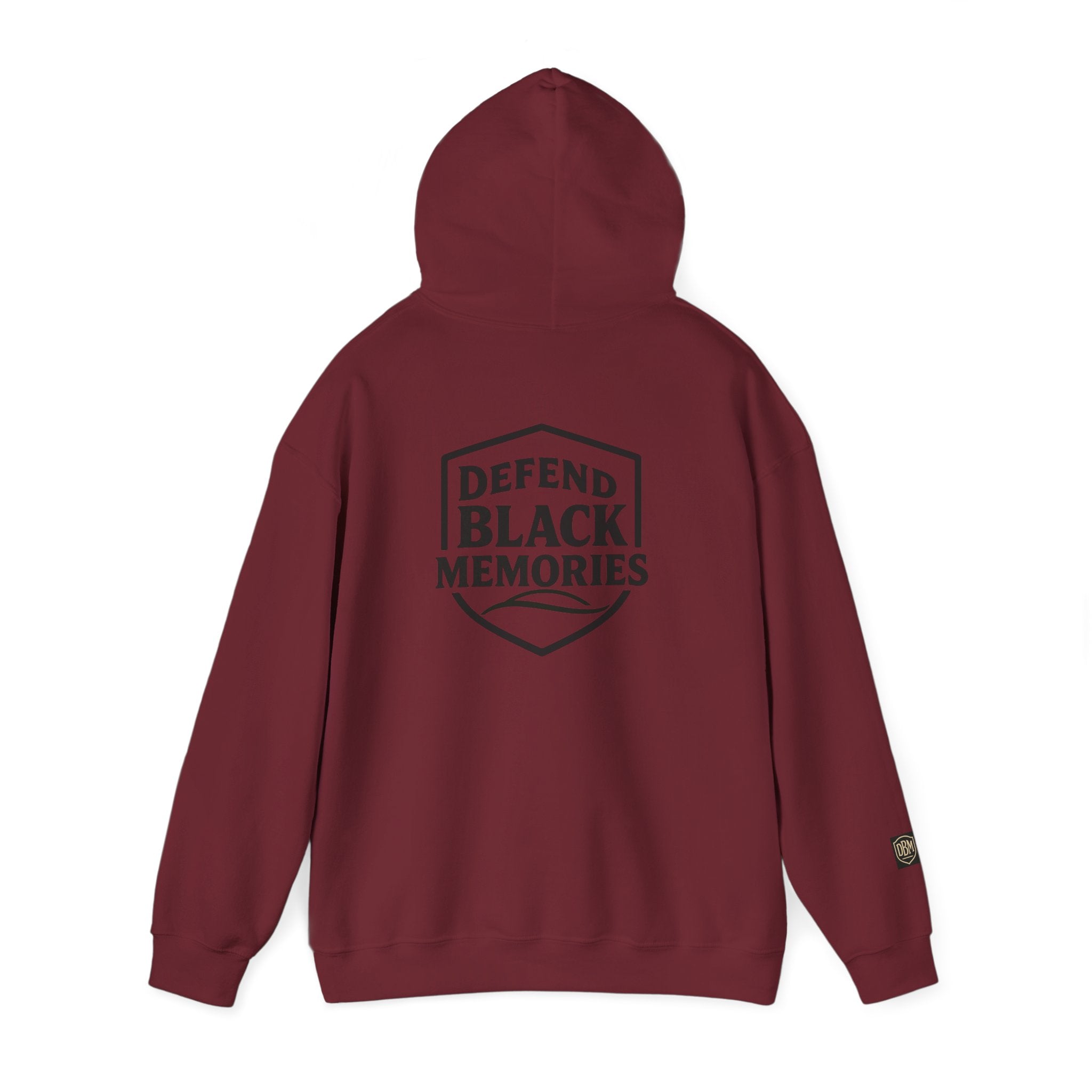 Defend Black Memories: Elijah McCoy Historical Black Portrait Big Back Logo Hoodie