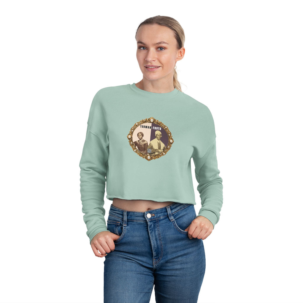 Tubman-Truth, Front Brooch Graphic, Women's Cropped Sweatshirt